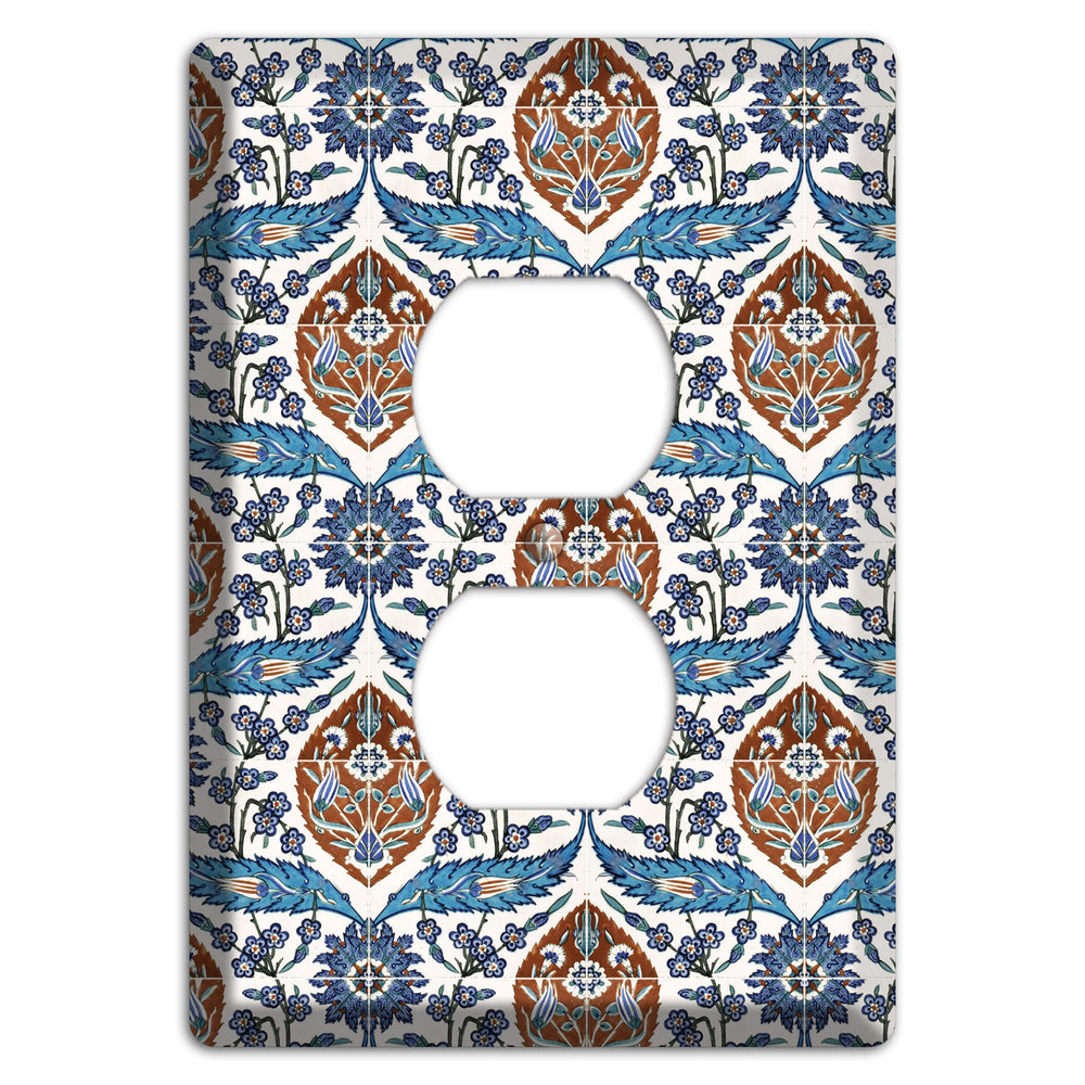 Ornate Feather Tile Duplex Outlet Wallplate
