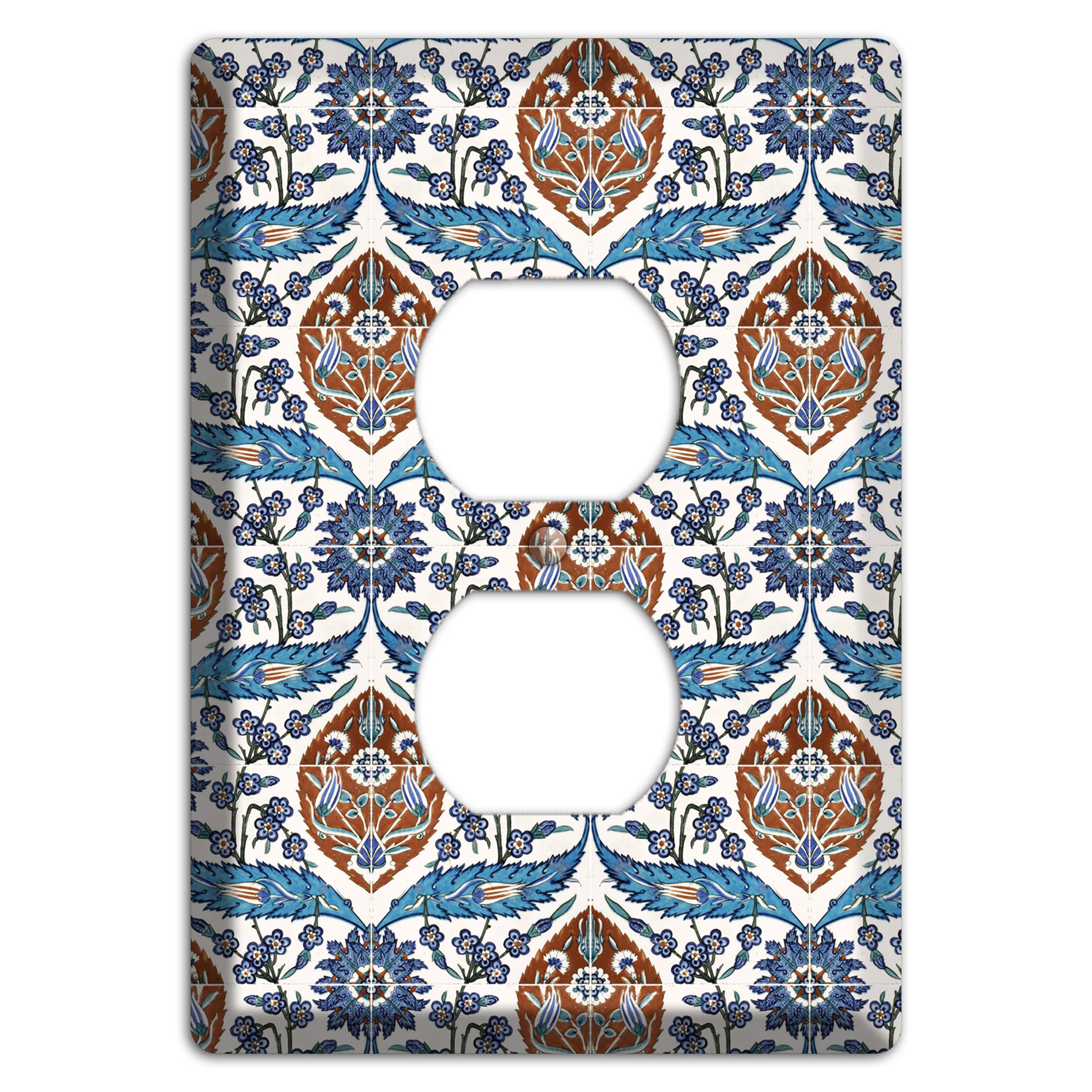 Ornate Feather Tile Duplex Outlet Wallplate