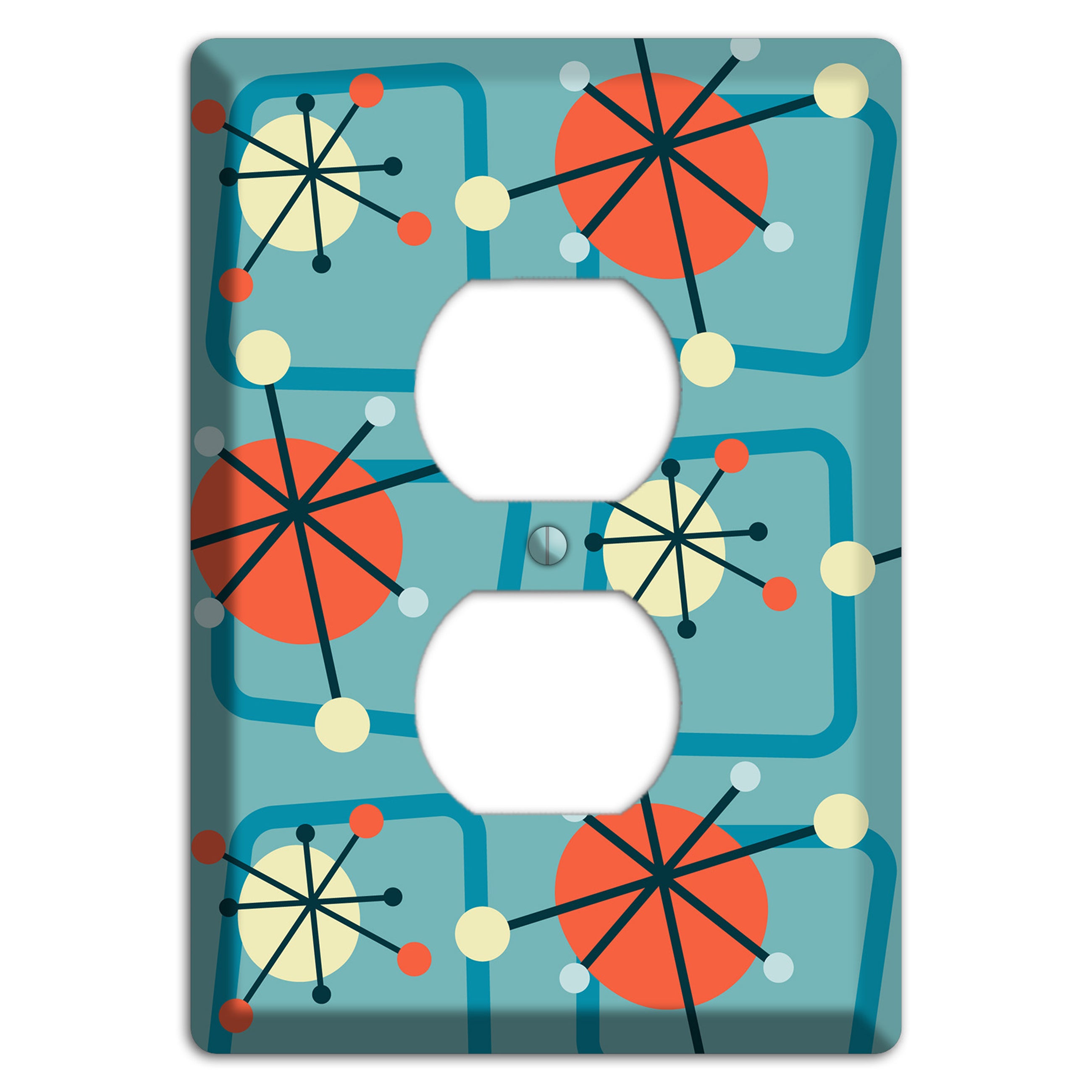 Orange Atomic Burst Duplex Outlet Wallplate
