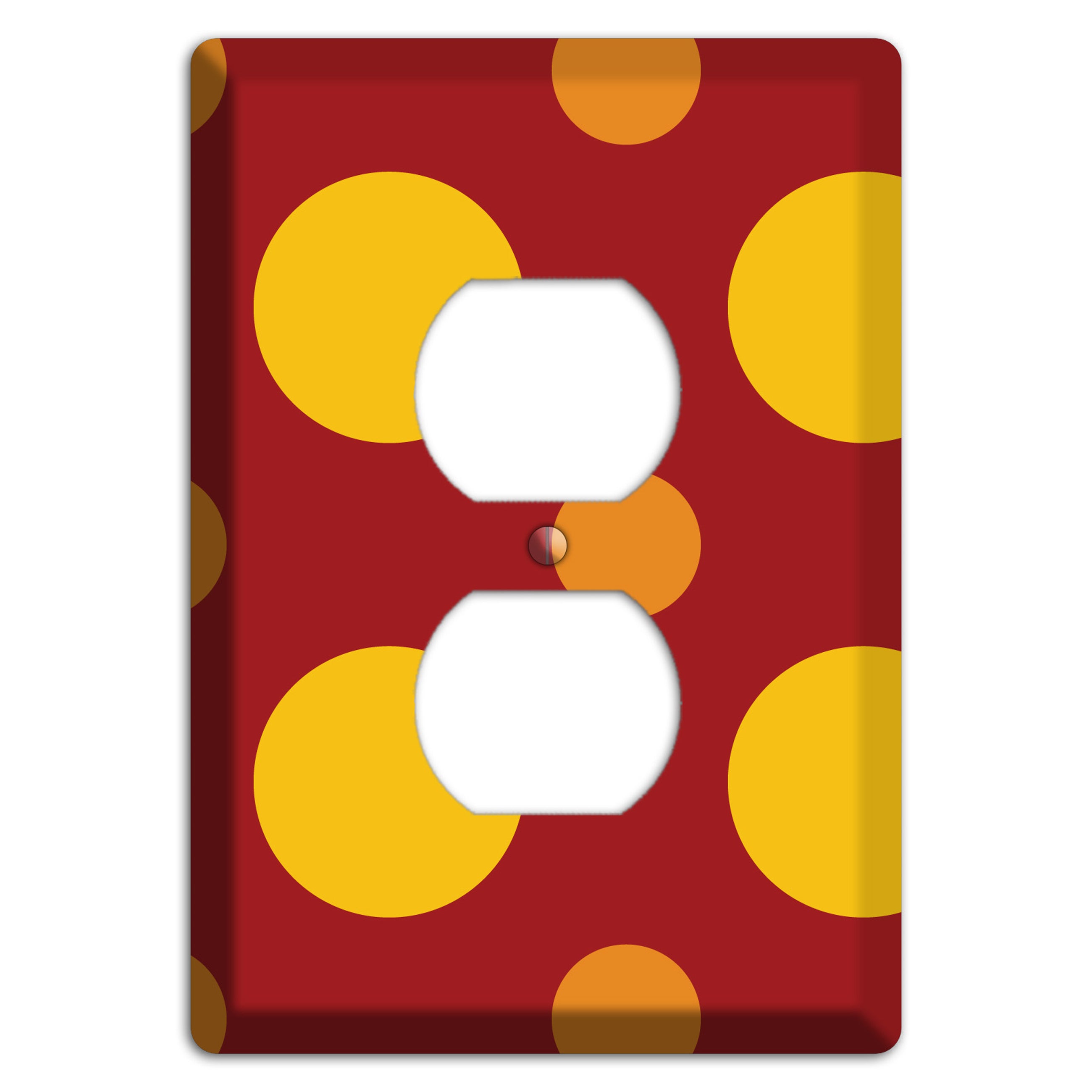 Red with Multi Orange Multi Medium Polka Dots Duplex Outlet Wallplate