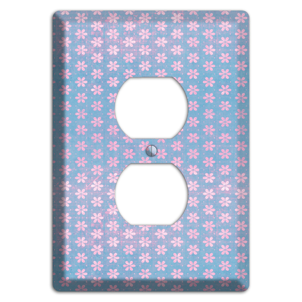 Periwinkle Grunge Floral Contour Duplex Outlet Wallplate