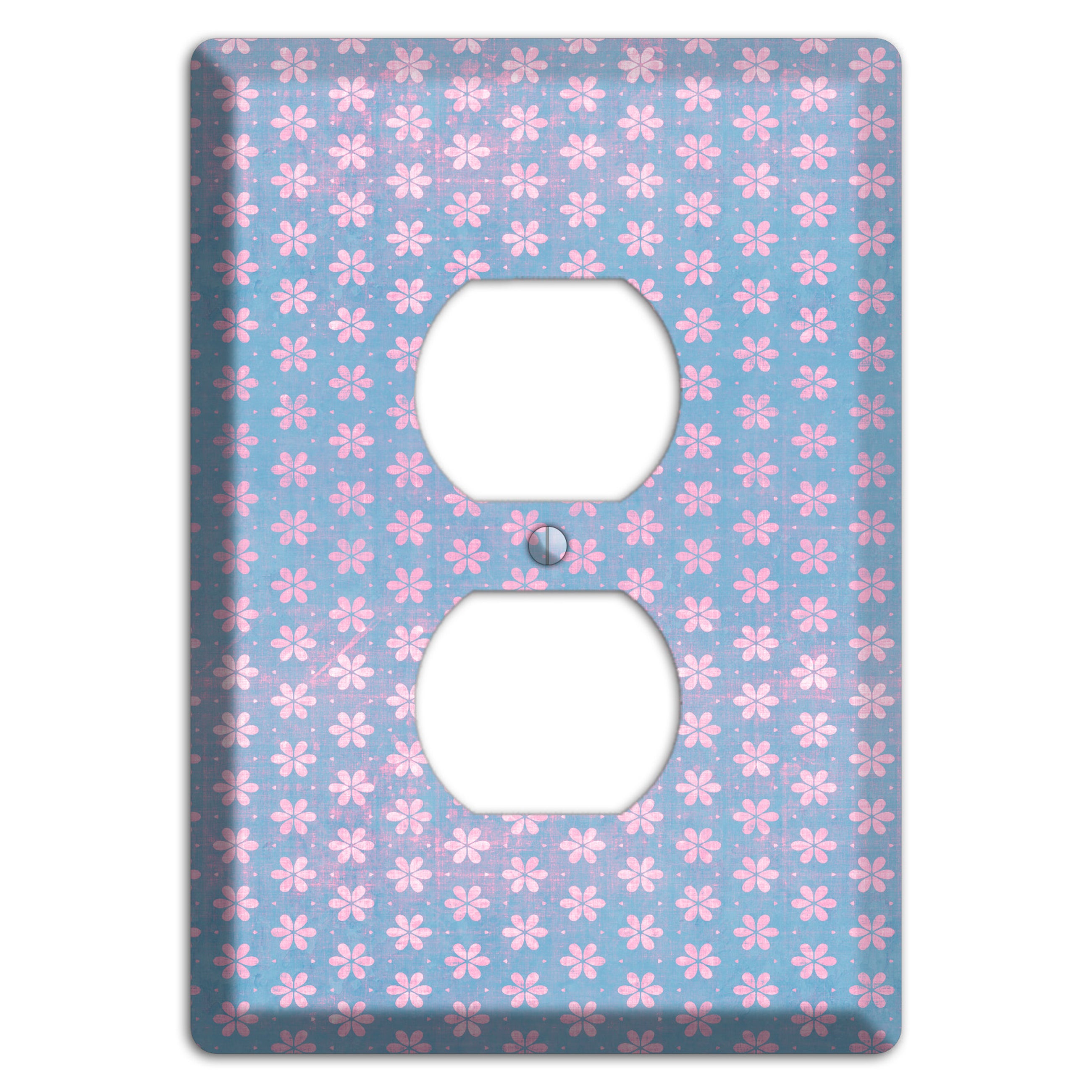 Periwinkle Grunge Floral Contour Duplex Outlet Wallplate