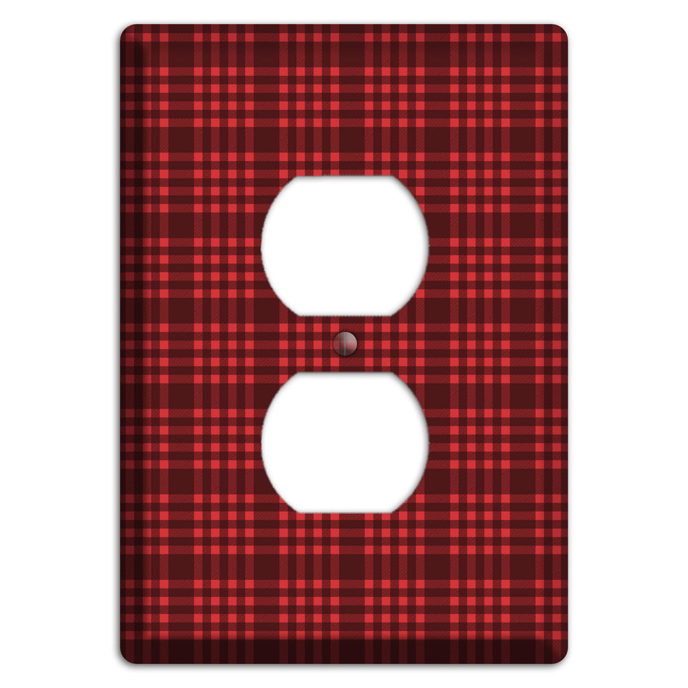Maroon Plaid Duplex Outlet Wallplate