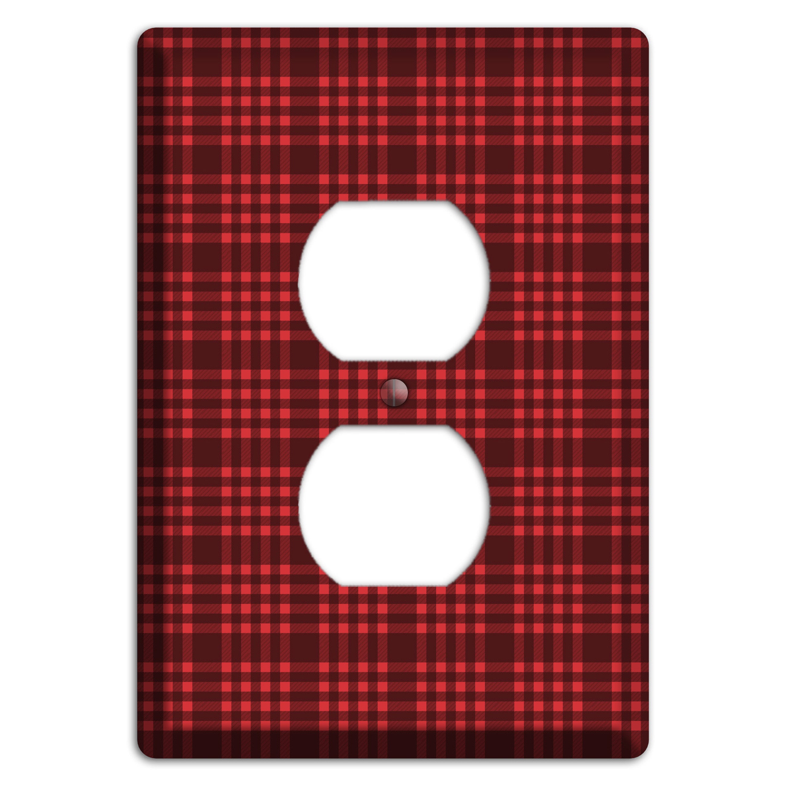 Maroon Plaid Duplex Outlet Wallplate