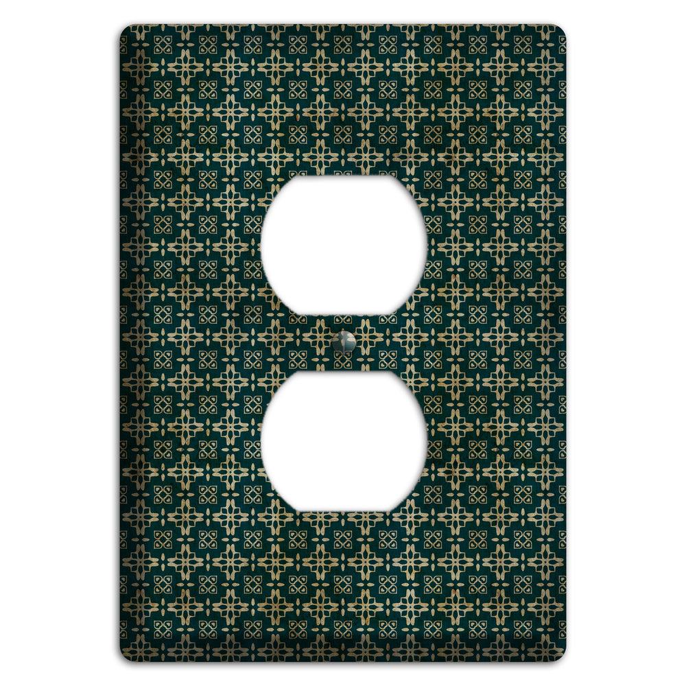 Dark Green Grunge Arabesque Duplex Outlet Wallplate