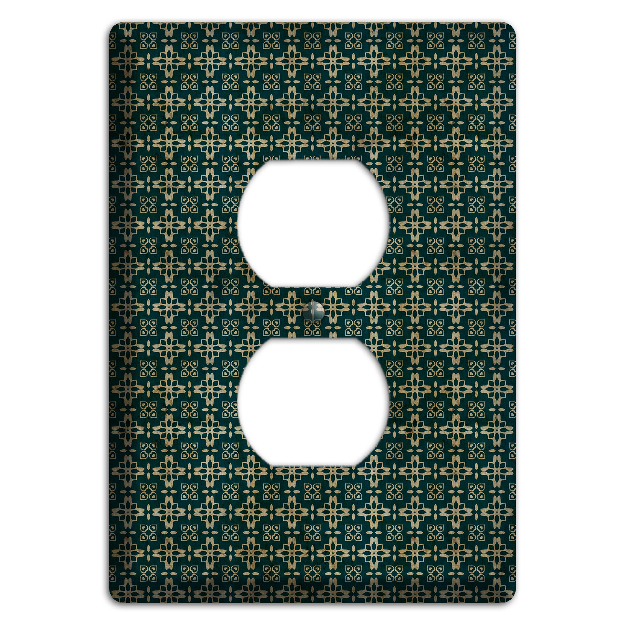 Dark Green Grunge Arabesque Duplex Outlet Wallplate