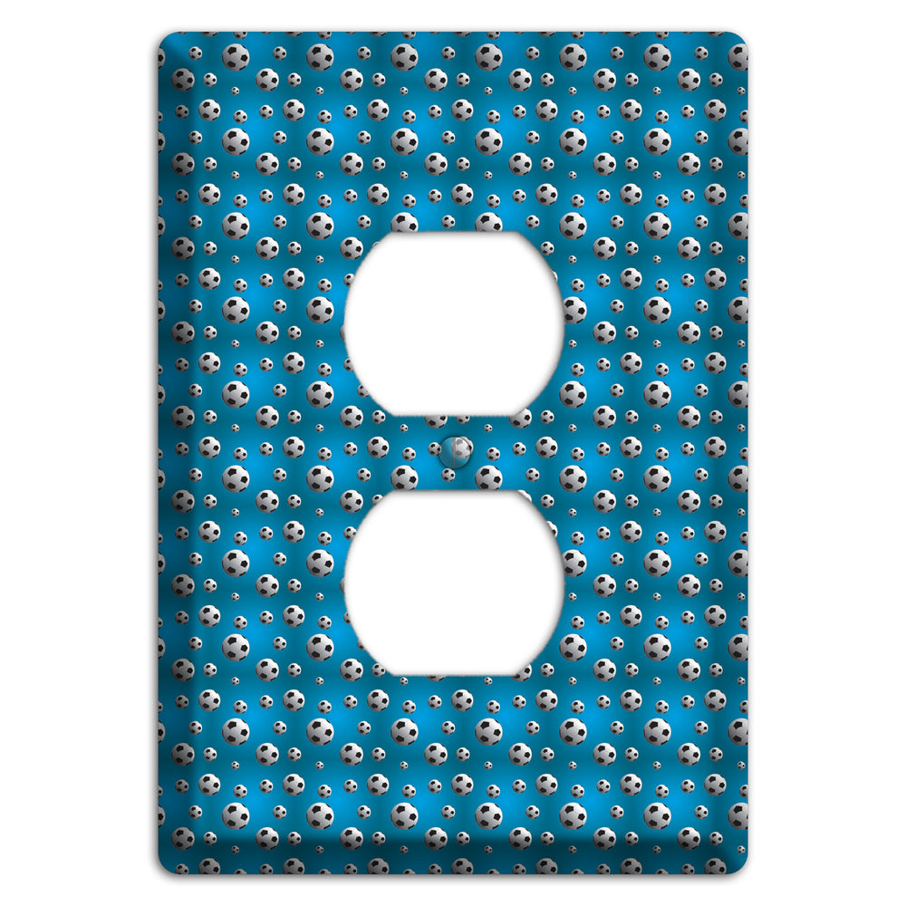 Blue with Soccer Balls Duplex Outlet Wallplate