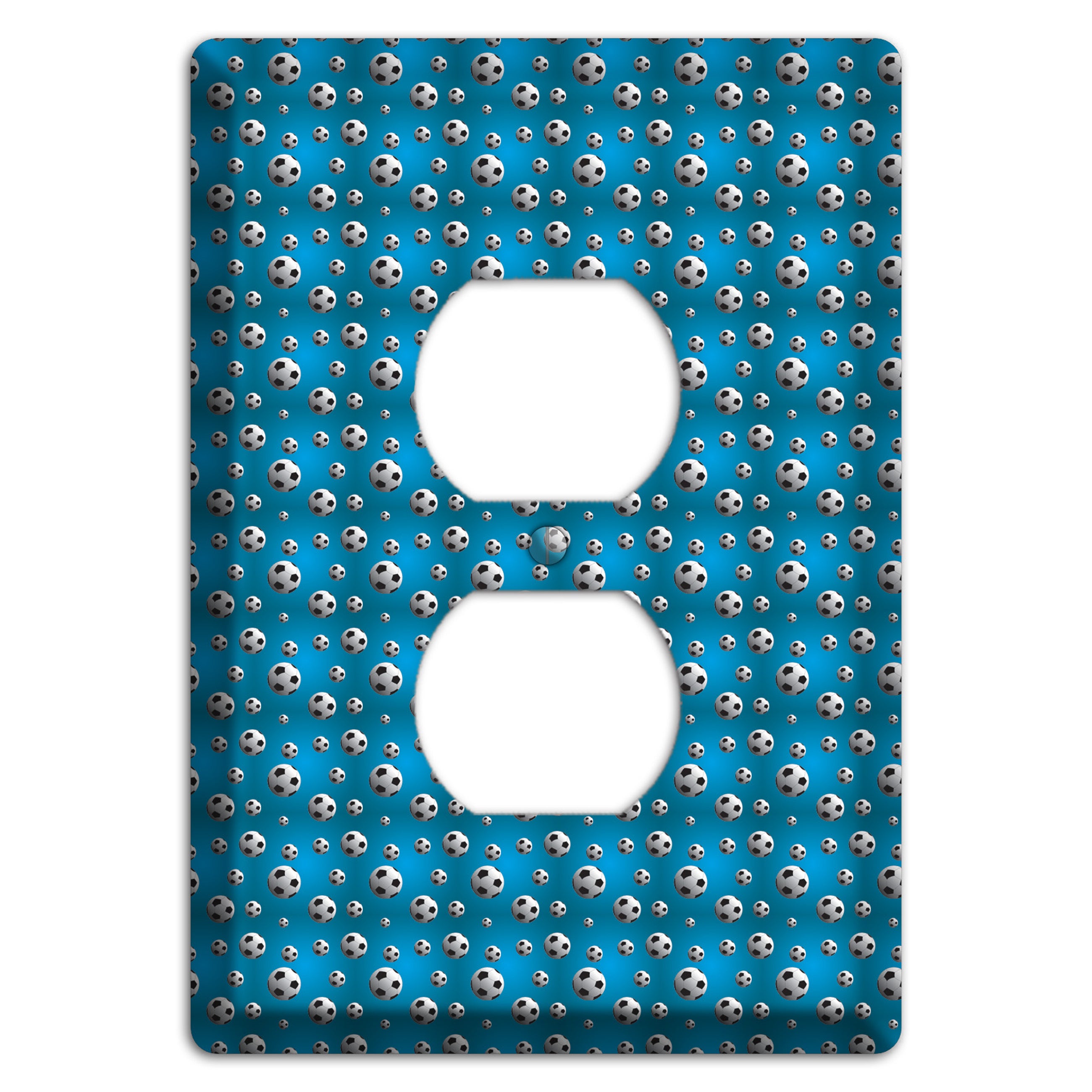 Blue with Soccer Balls Duplex Outlet Wallplate