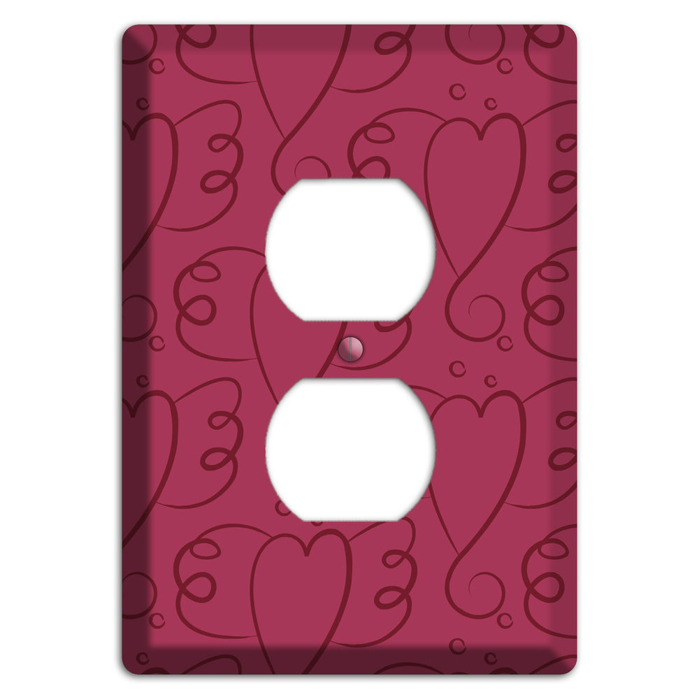 Fuschia Winged Hearts Duplex Outlet Wallplate