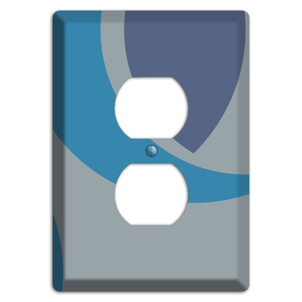 Grey and Blue Abstract Duplex Outlet Wallplate