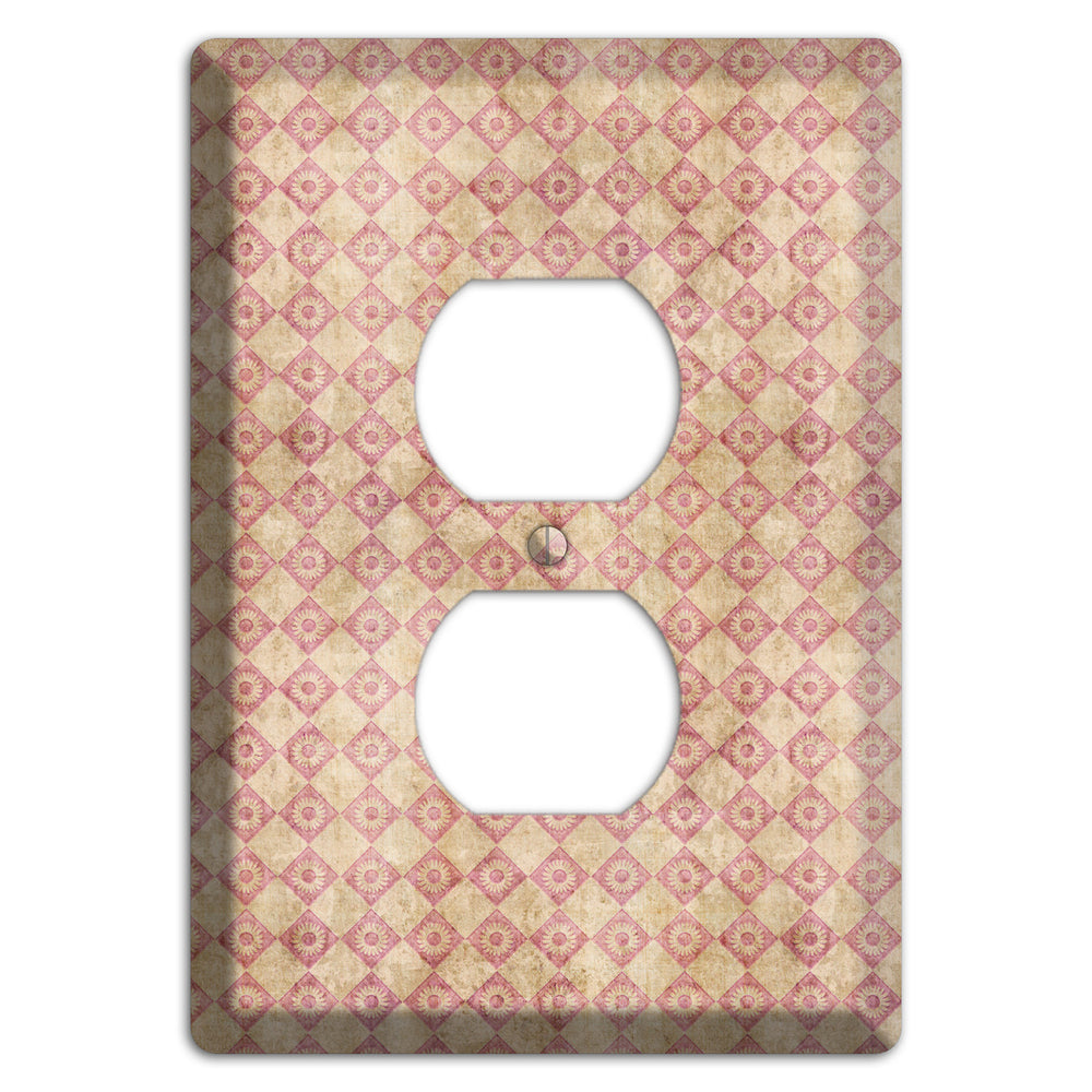Red and Beige Diamond Circles Duplex Outlet Wallplate