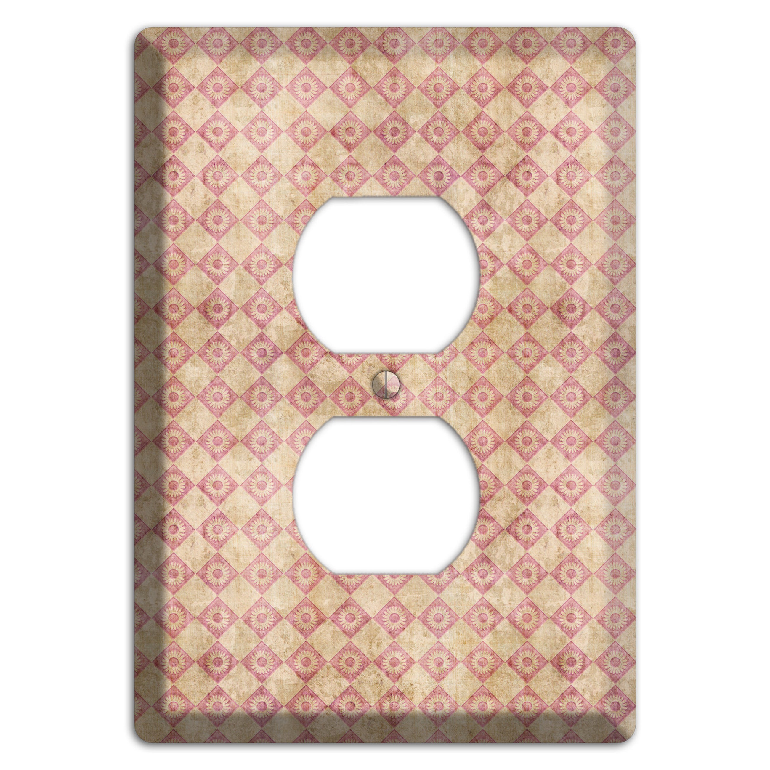 Red and Beige Diamond Circles Duplex Outlet Wallplate