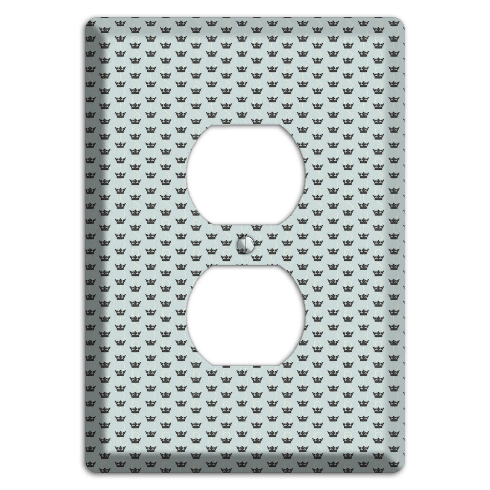 Dusty Blue with Crowns Duplex Outlet Wallplate