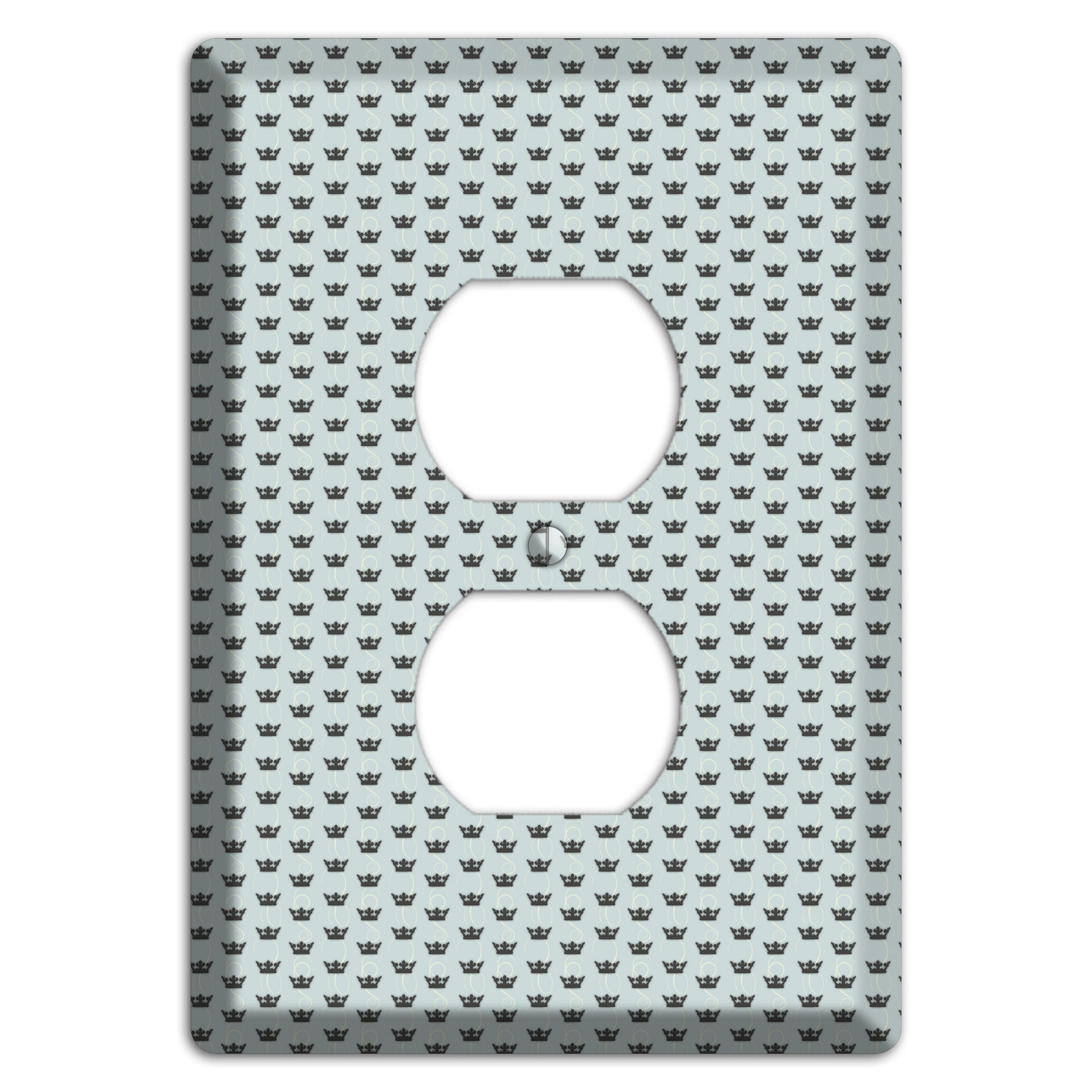 Dusty Blue with Crowns Duplex Outlet Wallplate