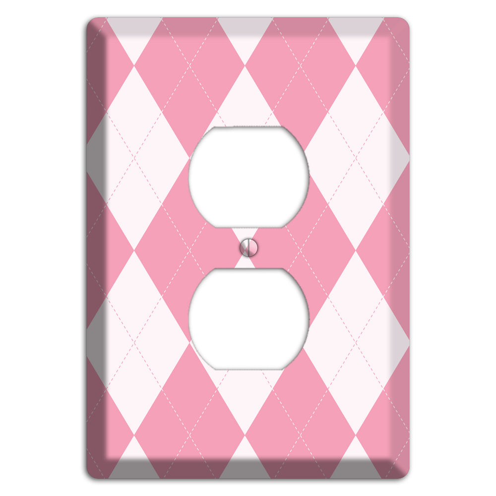 Pink Argyle Duplex Outlet Wallplate