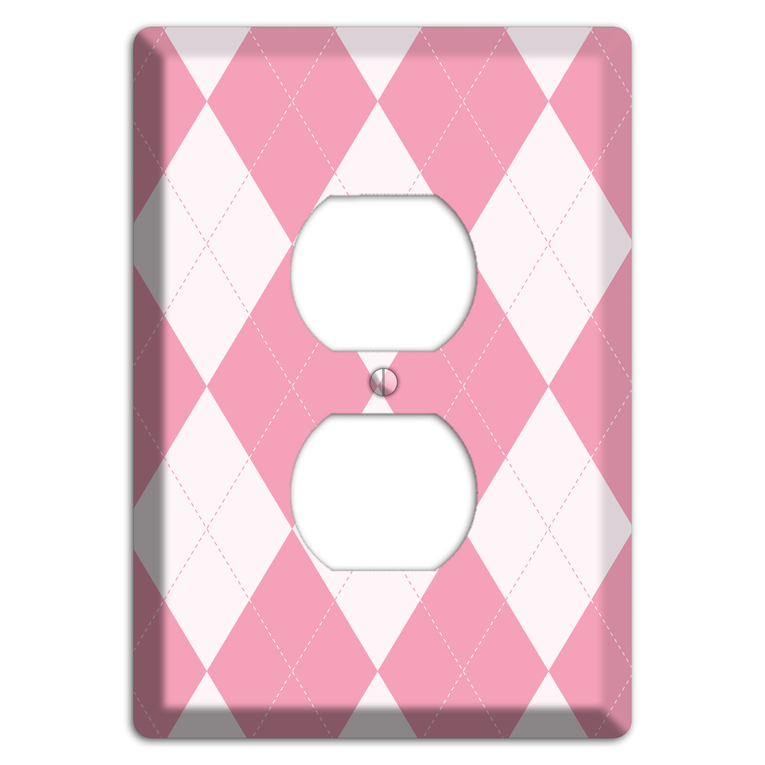Pink Argyle Duplex Outlet Wallplate