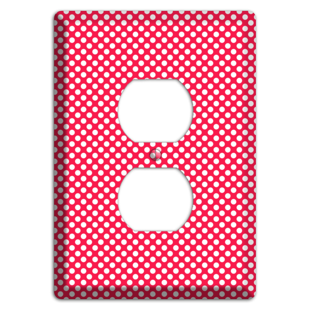 Fuschia with Pink Tiny Polka Dots Duplex Outlet Wallplate