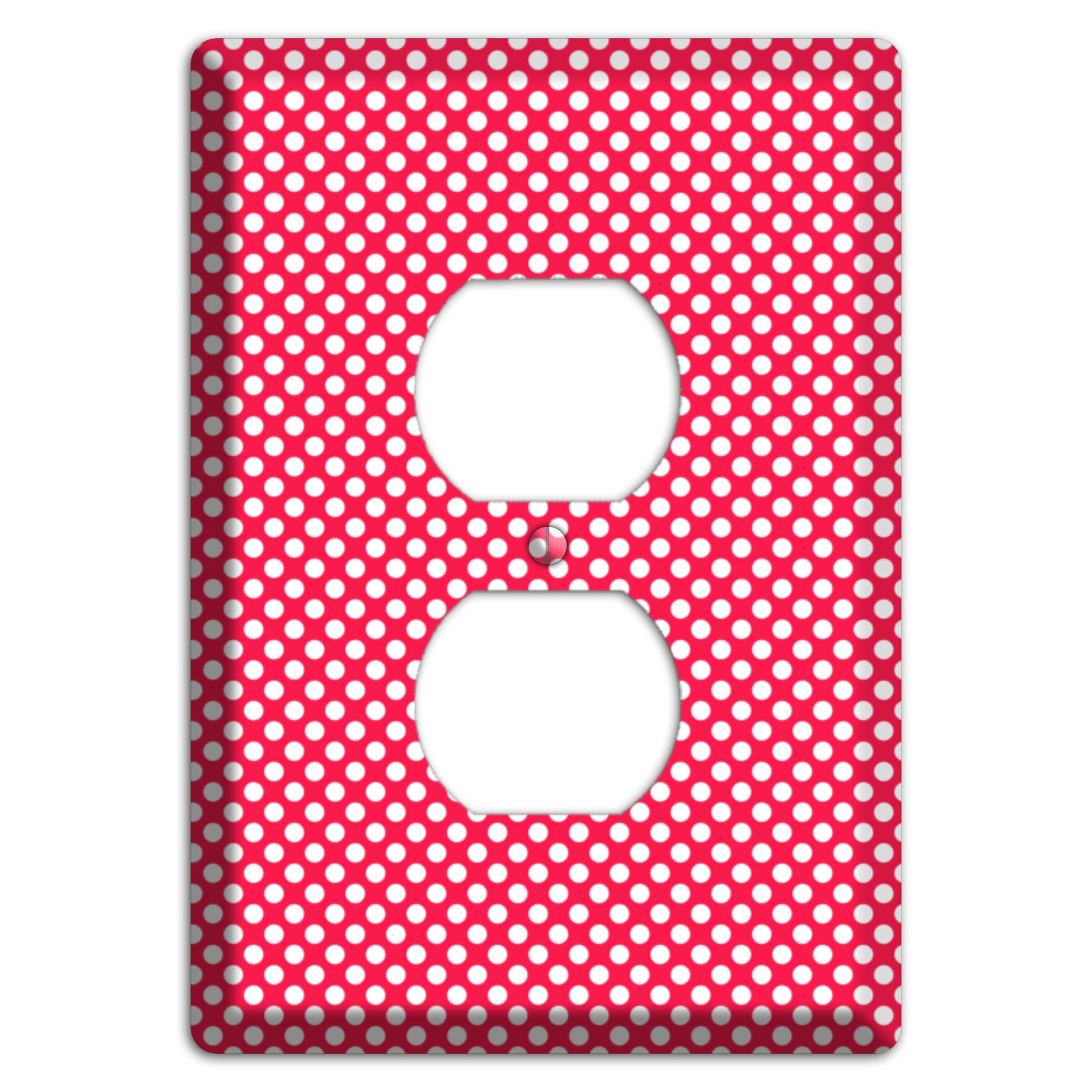 Fuschia with Pink Tiny Polka Dots Duplex Outlet Wallplate