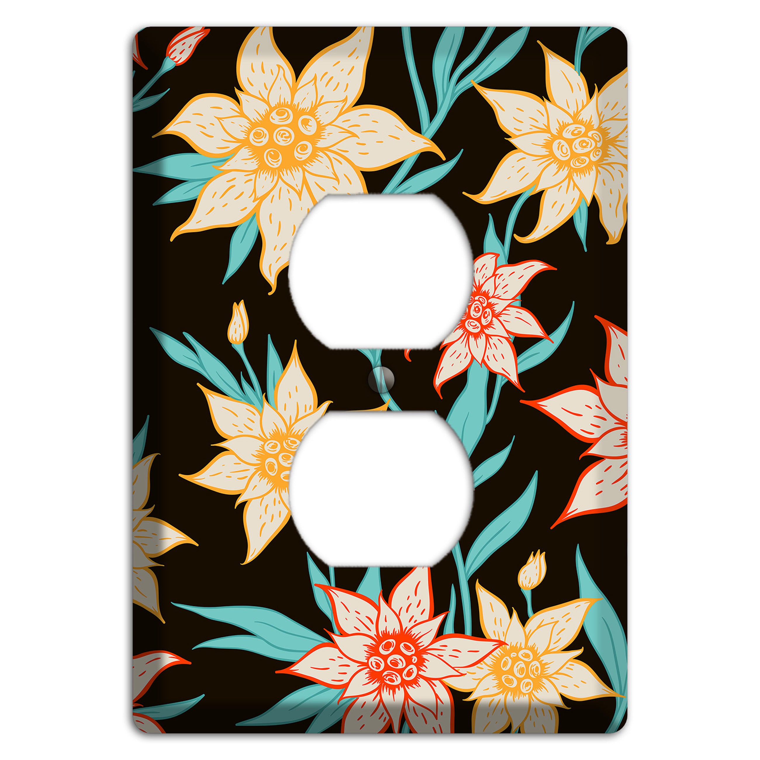 Hand Drawn Flowers Style B Duplex Outlet Wallplate