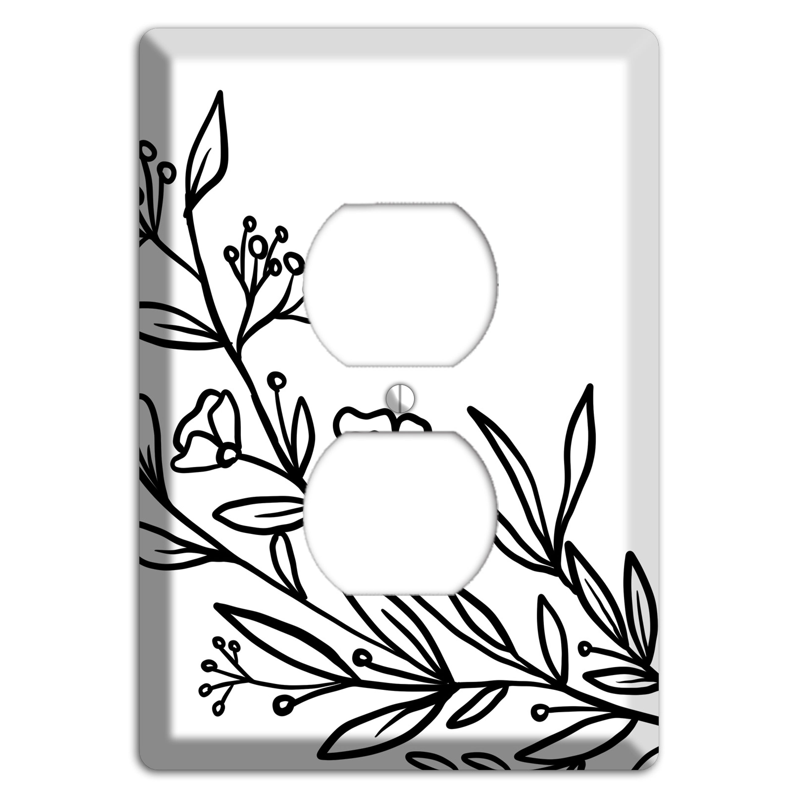 Hand-Drawn Floral 24 Duplex Outlet Wallplate