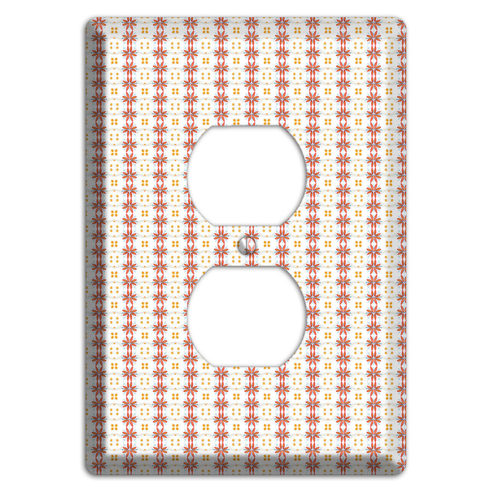White with Red Smocking Duplex Outlet Wallplate