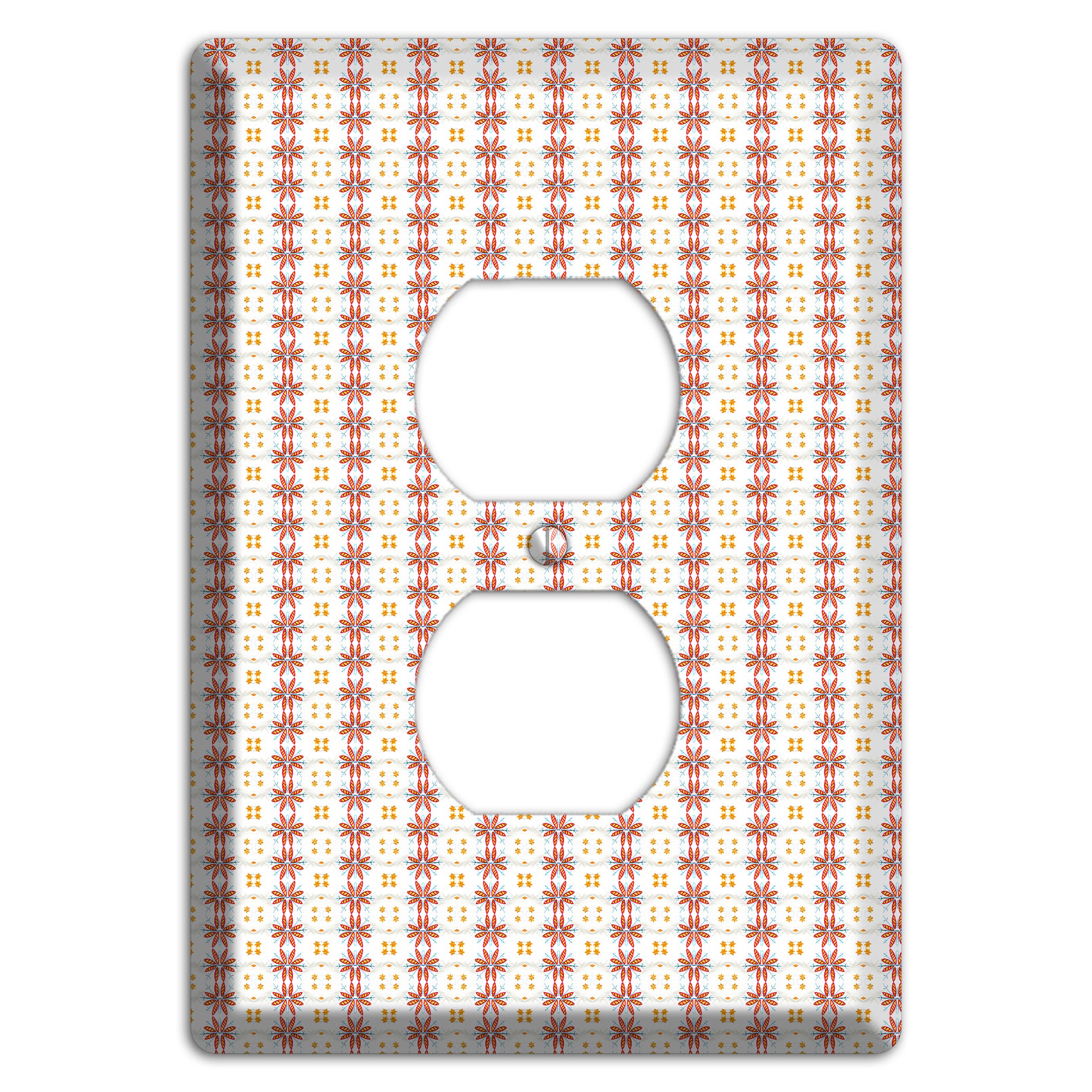 White with Red Smocking Duplex Outlet Wallplate