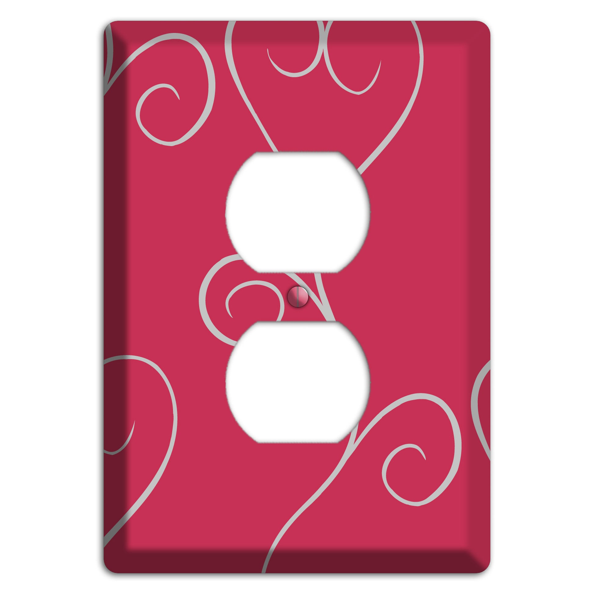 Fuschia Scroll Heart Duplex Outlet Wallplate