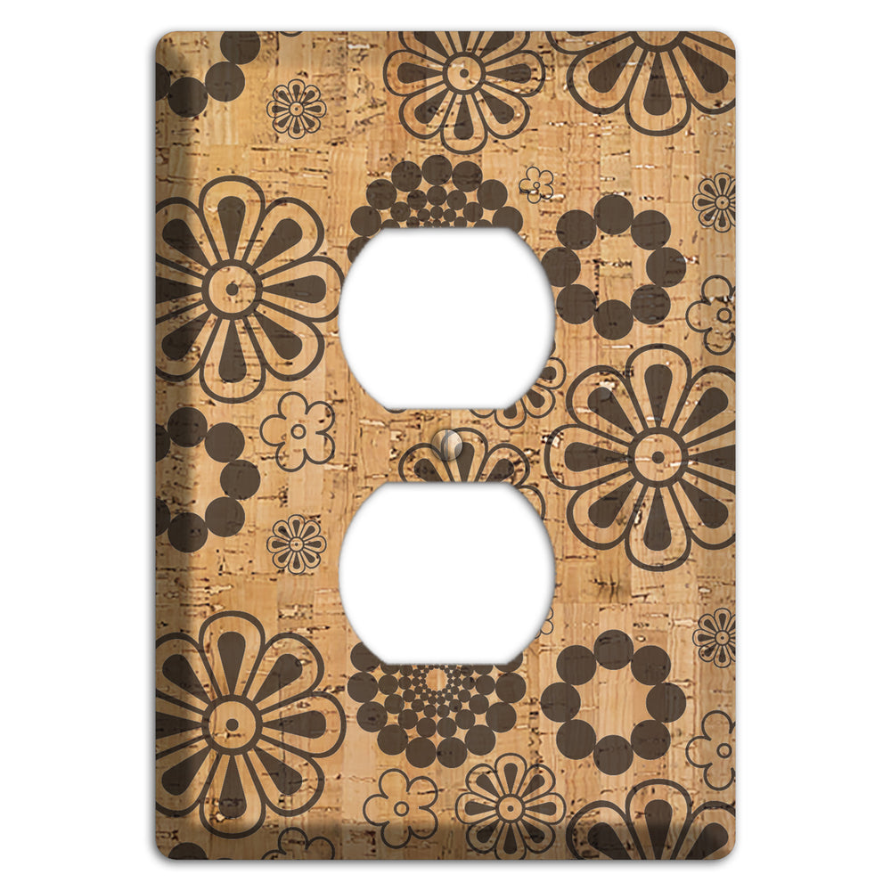 Retro Floral Cork Duplex Outlet Wallplate