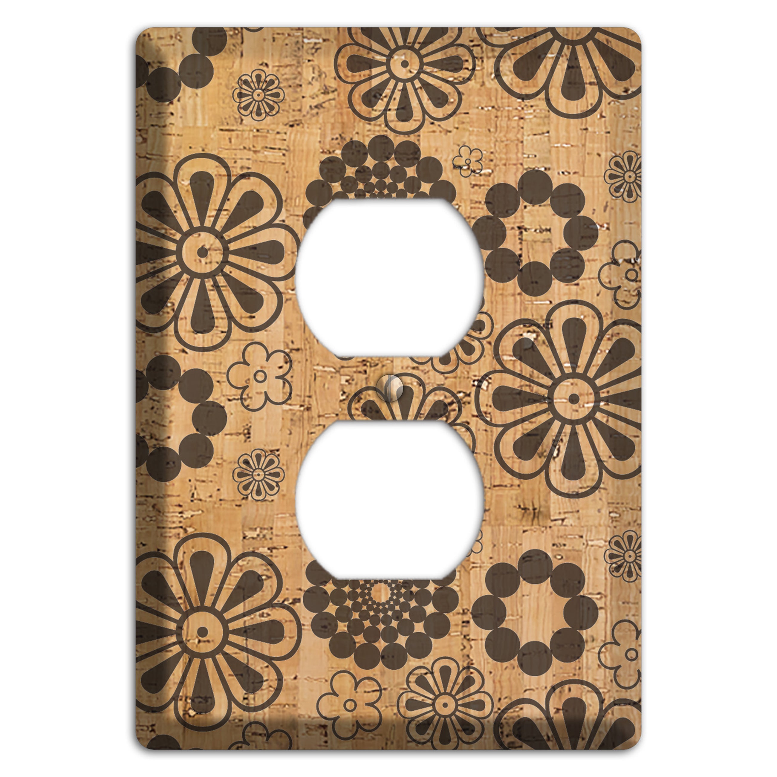 Retro Floral Cork Duplex Outlet Wallplate