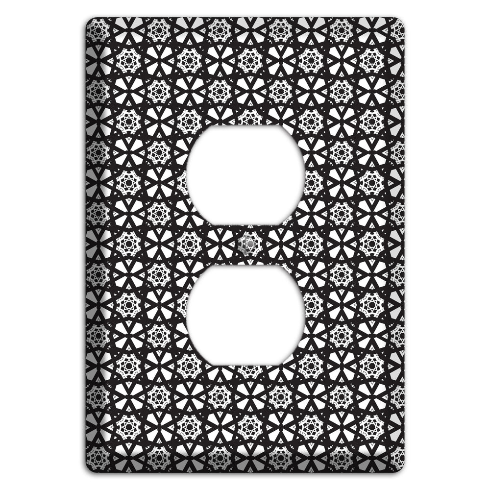 White with Black Arabesque Duplex Outlet Wallplate