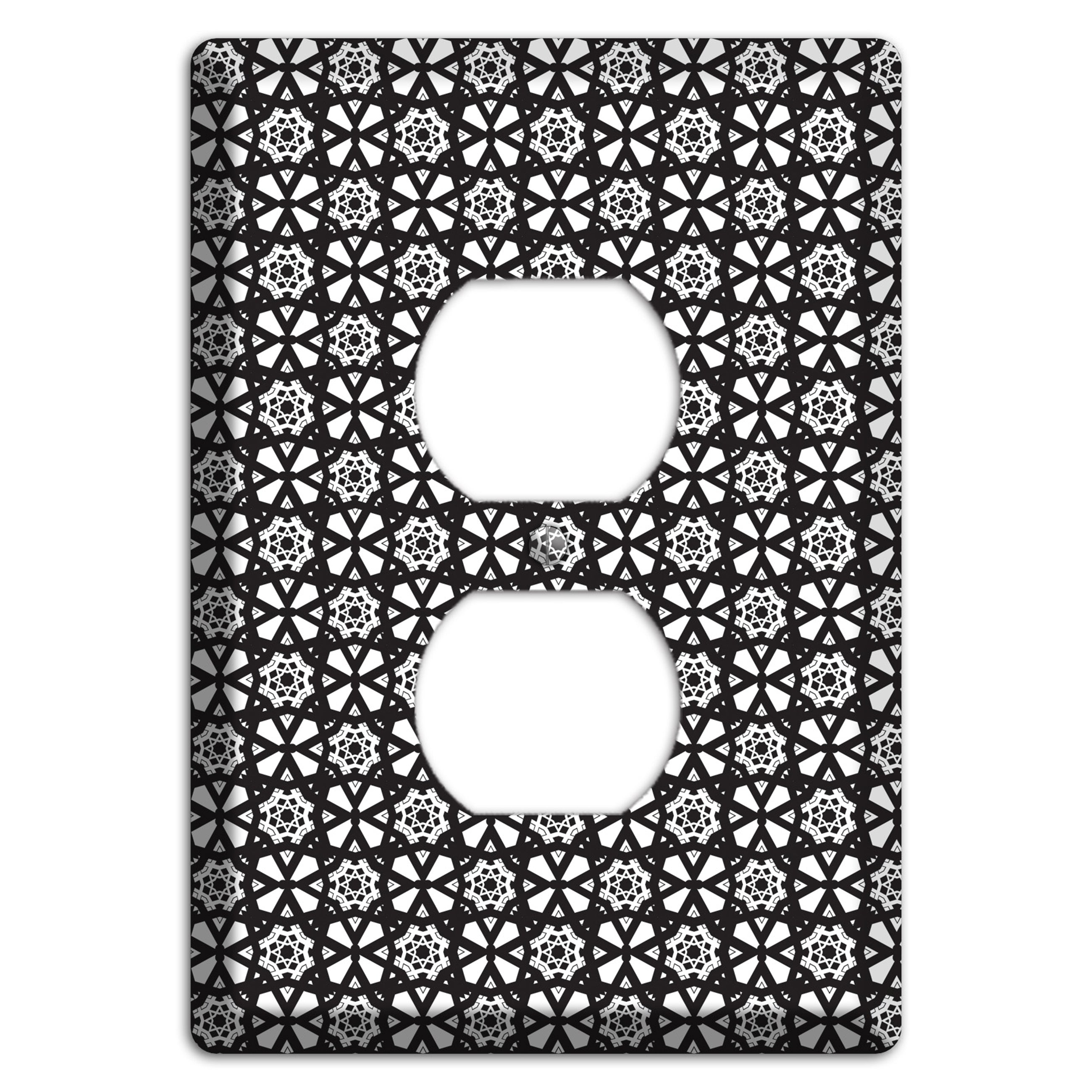 White with Black Arabesque Duplex Outlet Wallplate