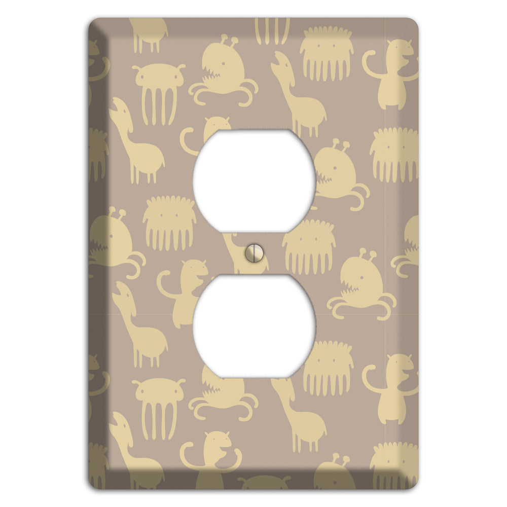 Silly Monsters Brown Duplex Outlet Wallplate