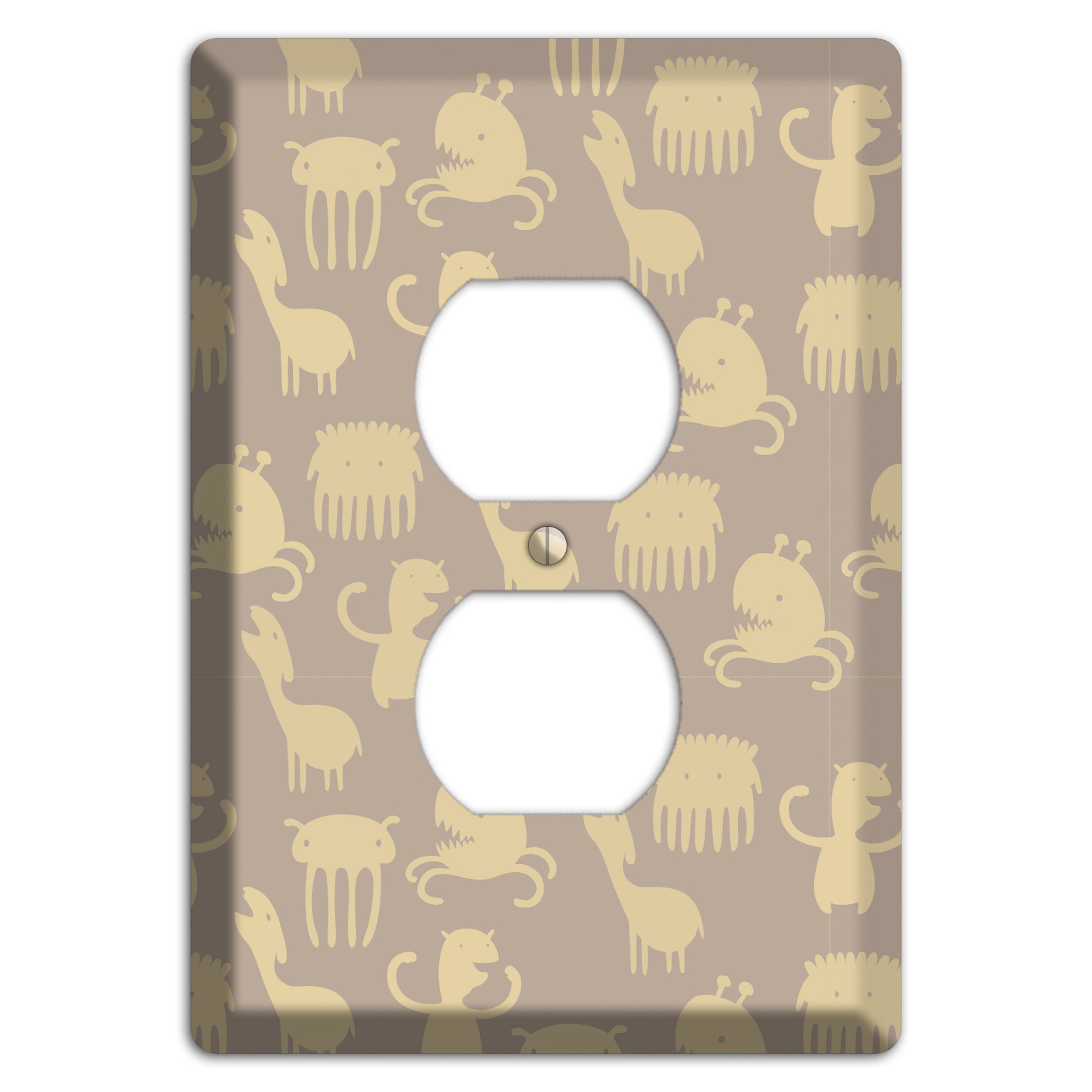 Silly Monsters Brown Duplex Outlet Wallplate