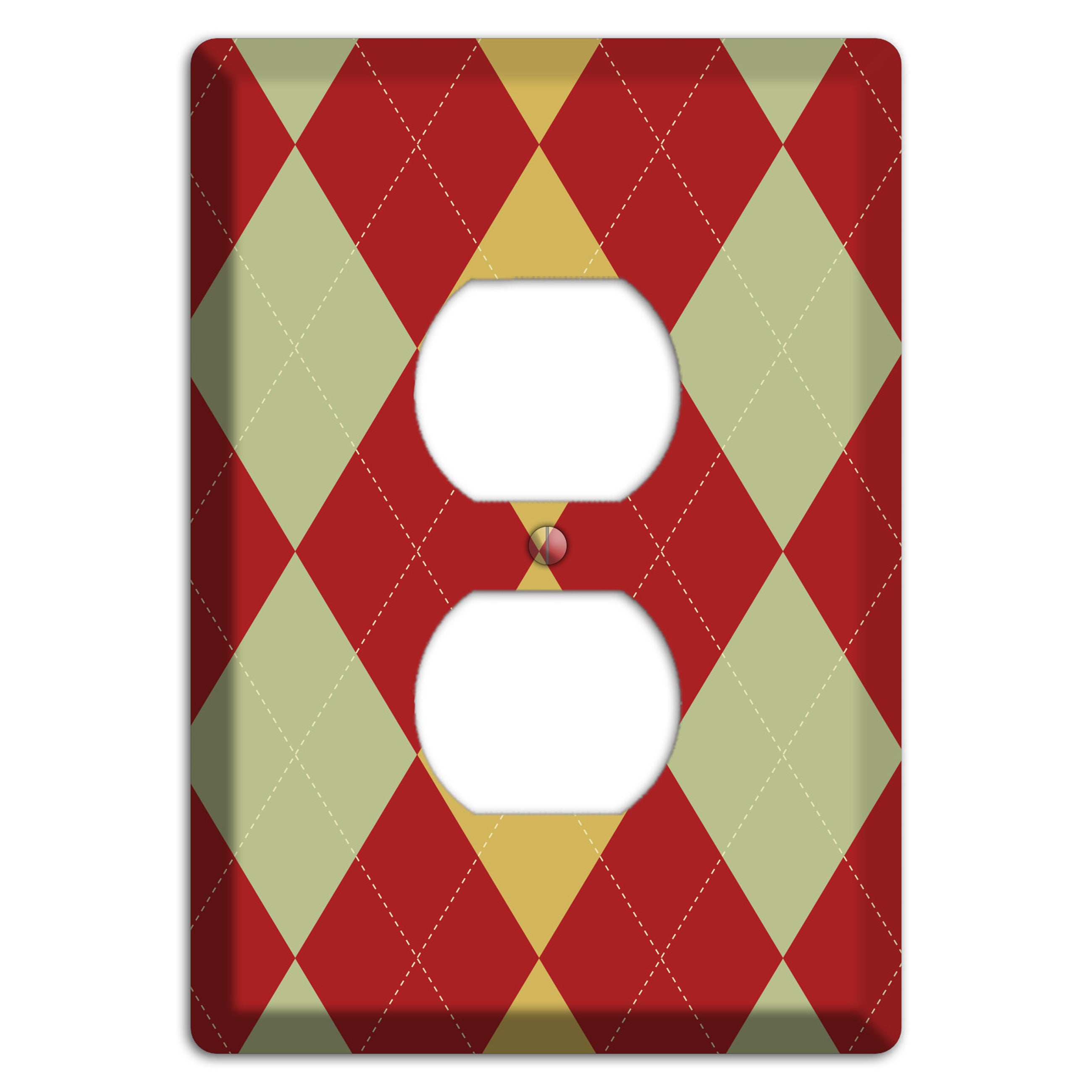 Burnt Orange and Light Green Argyle Duplex Outlet Wallplate