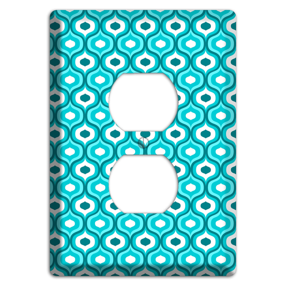 Multi Turquoise Double Scallop 2 Duplex Outlet Wallplate