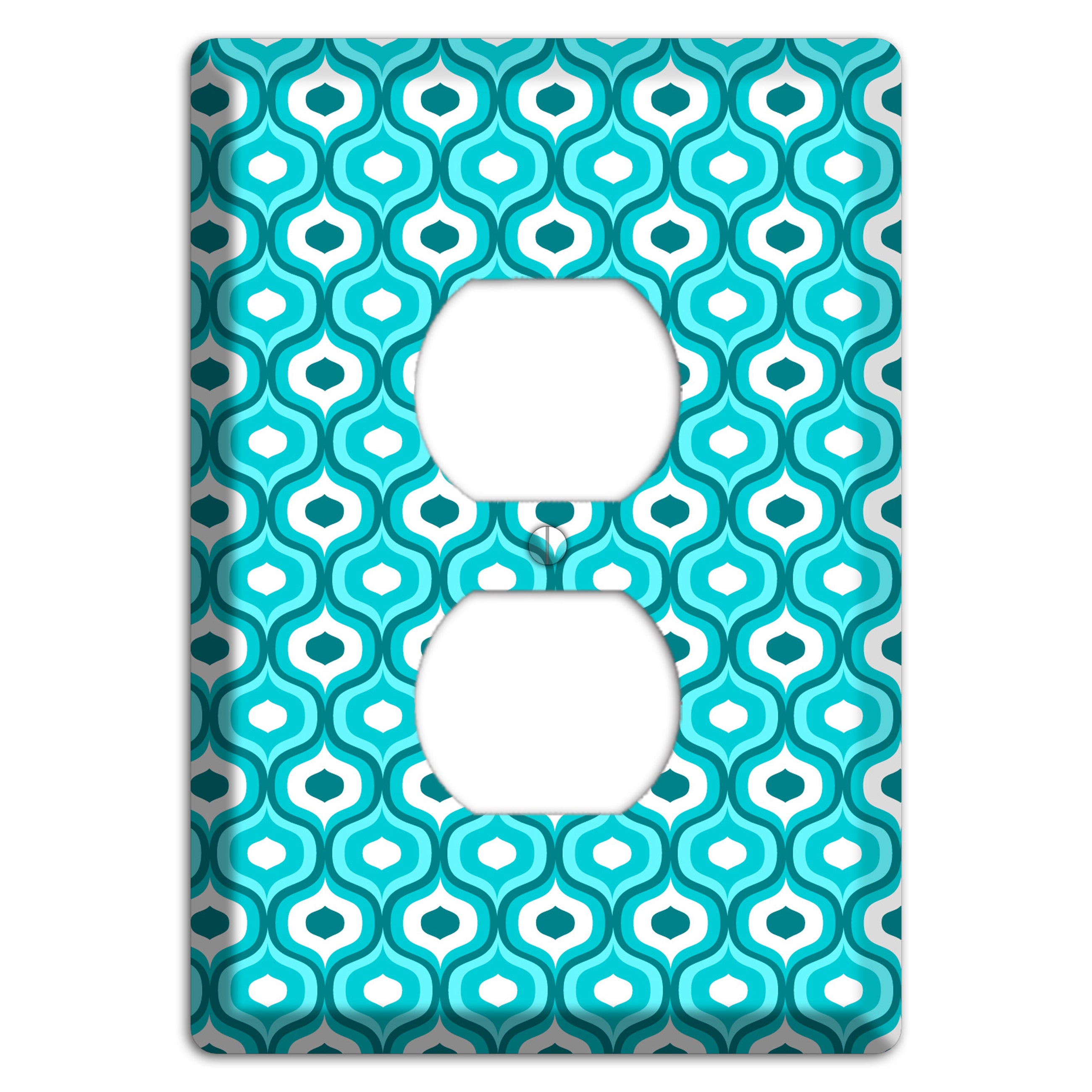 Multi Turquoise Double Scallop 2 Duplex Outlet Wallplate