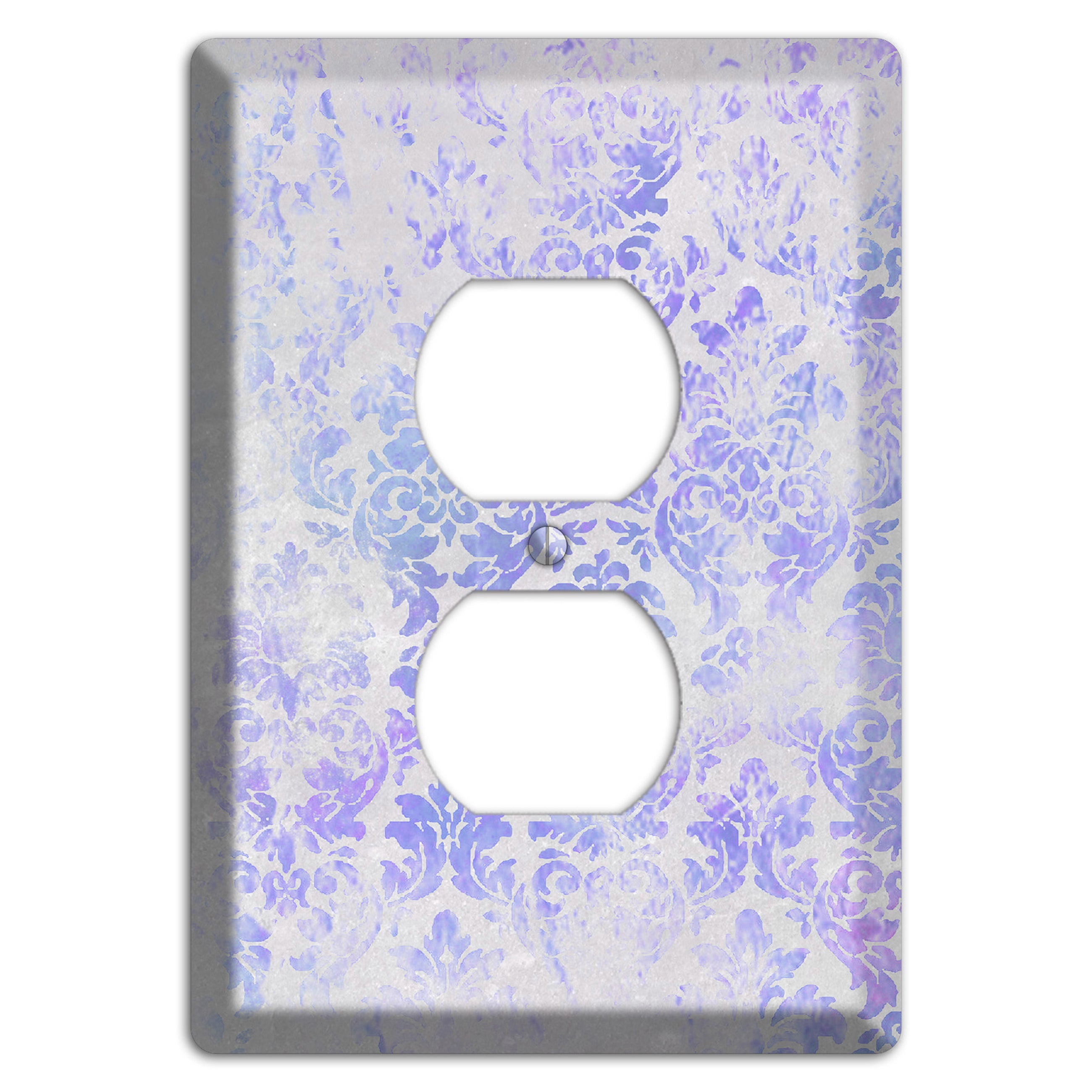 Periwinkle Gray Whimsical Damask Duplex Outlet Wallplate