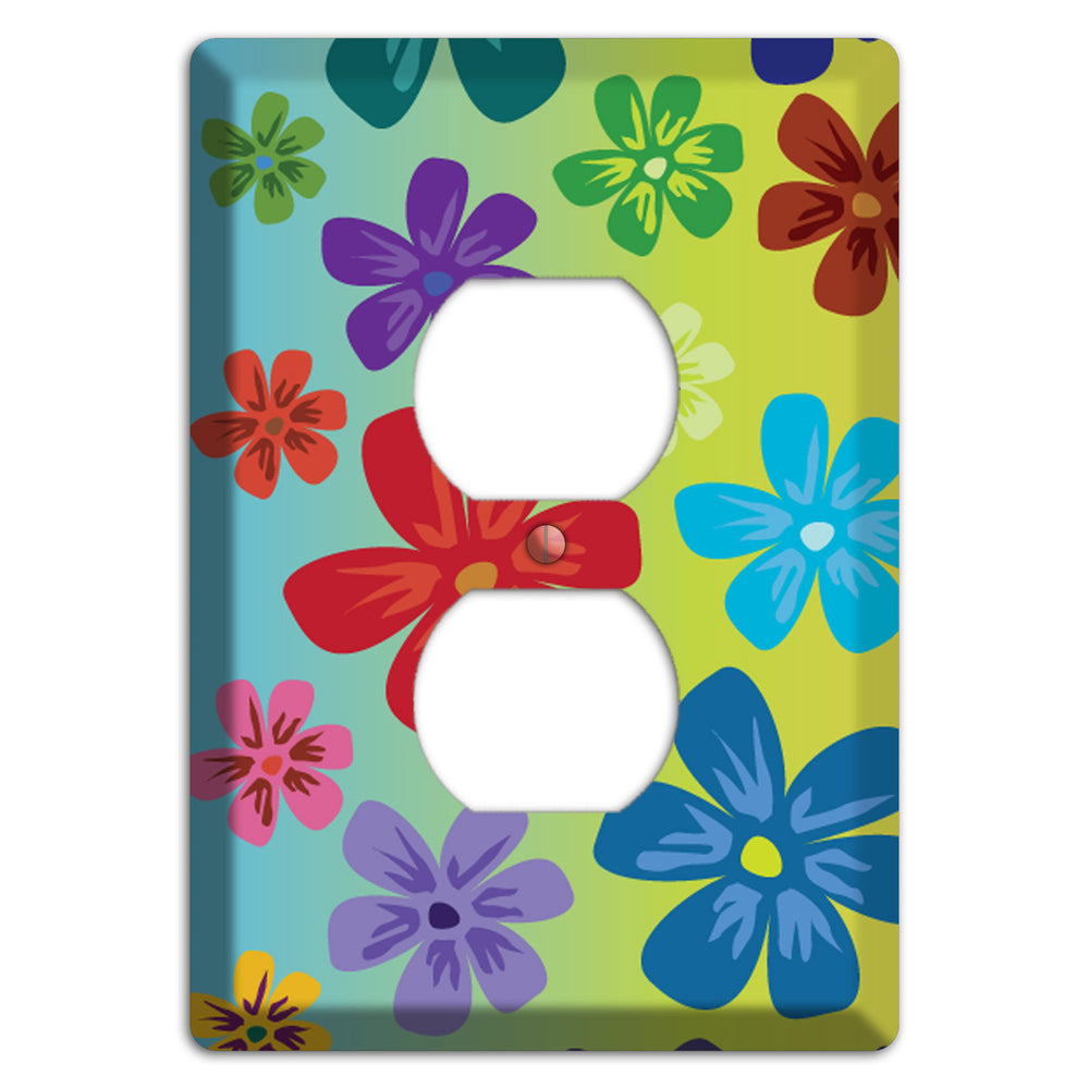 Blue to yellow Flowers Duplex Outlet Wallplate