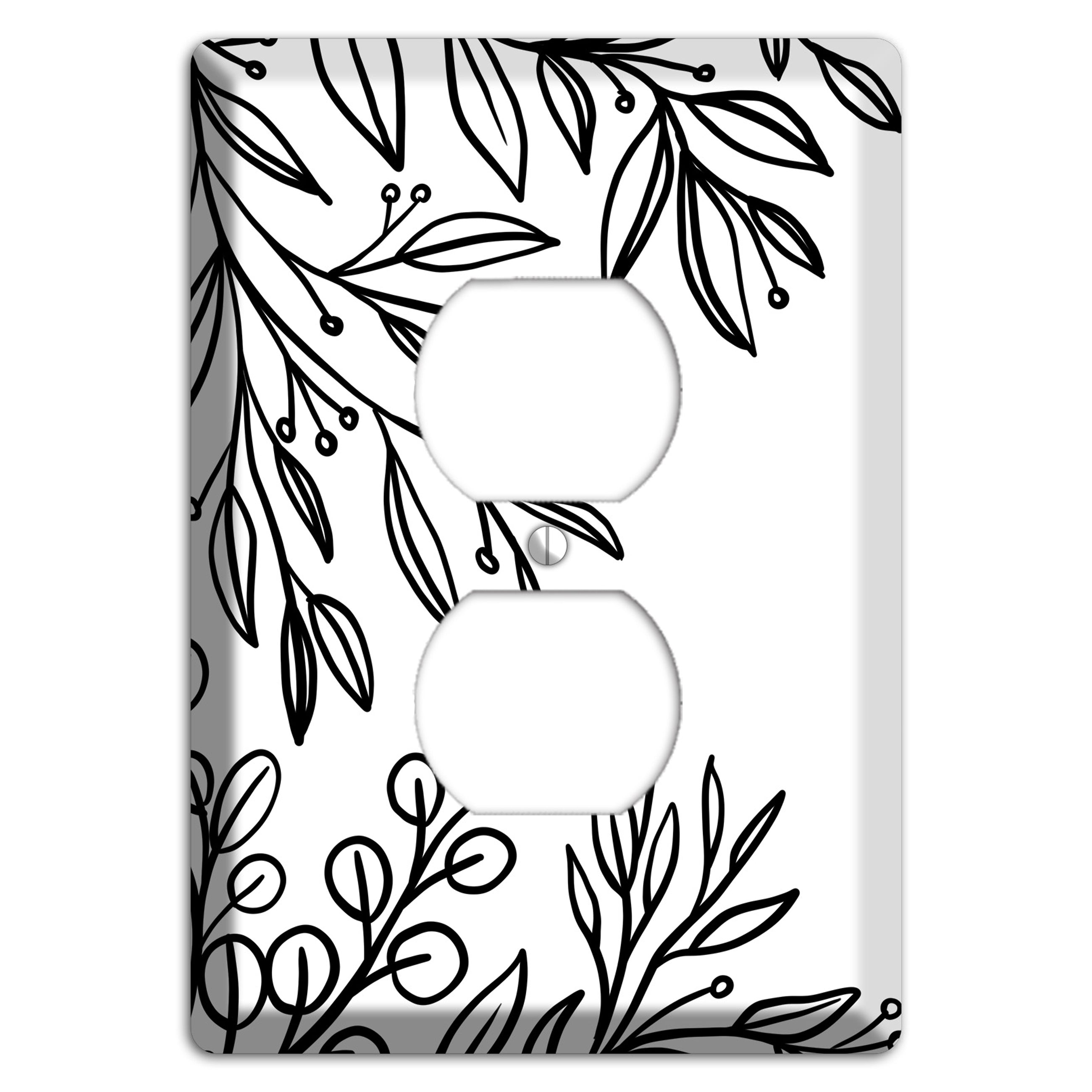 Hand-Drawn Floral 1 Duplex Outlet Wallplate