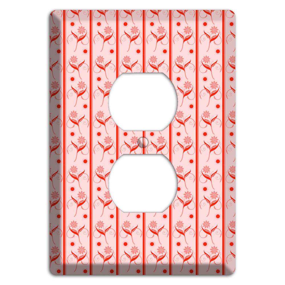 Salmon Floral Pattern Duplex Outlet Wallplate