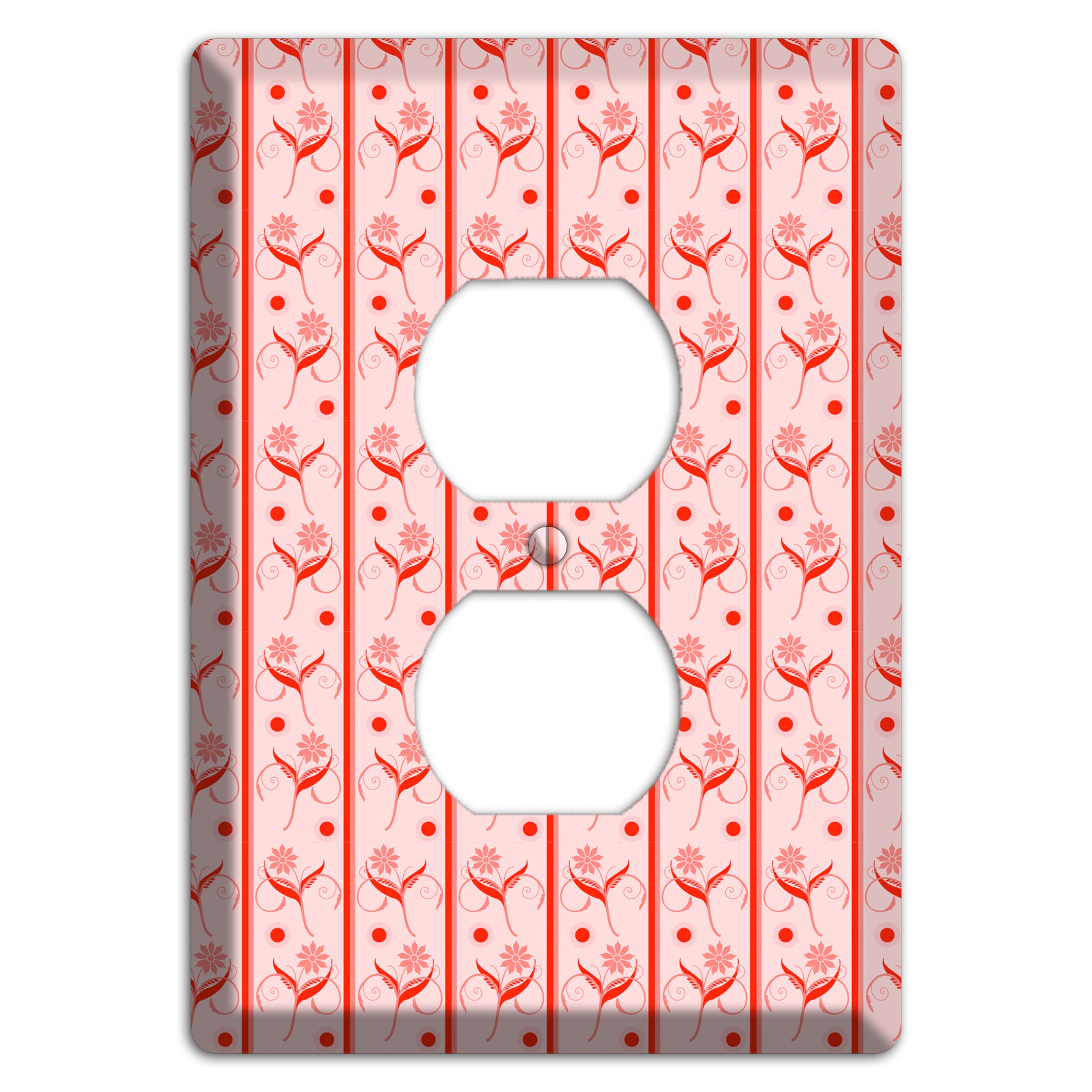 Salmon Floral Pattern Duplex Outlet Wallplate