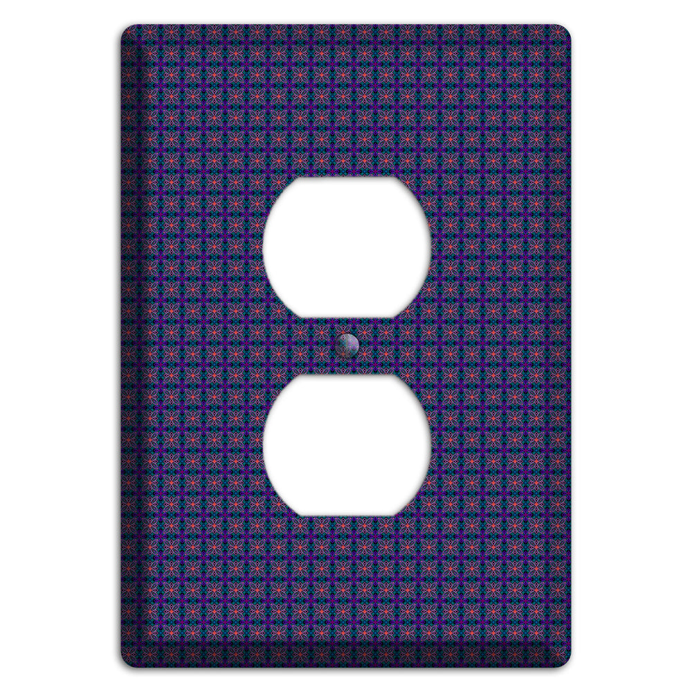 Navy and Purple Tiled Floral Foulard Duplex Outlet Wallplate