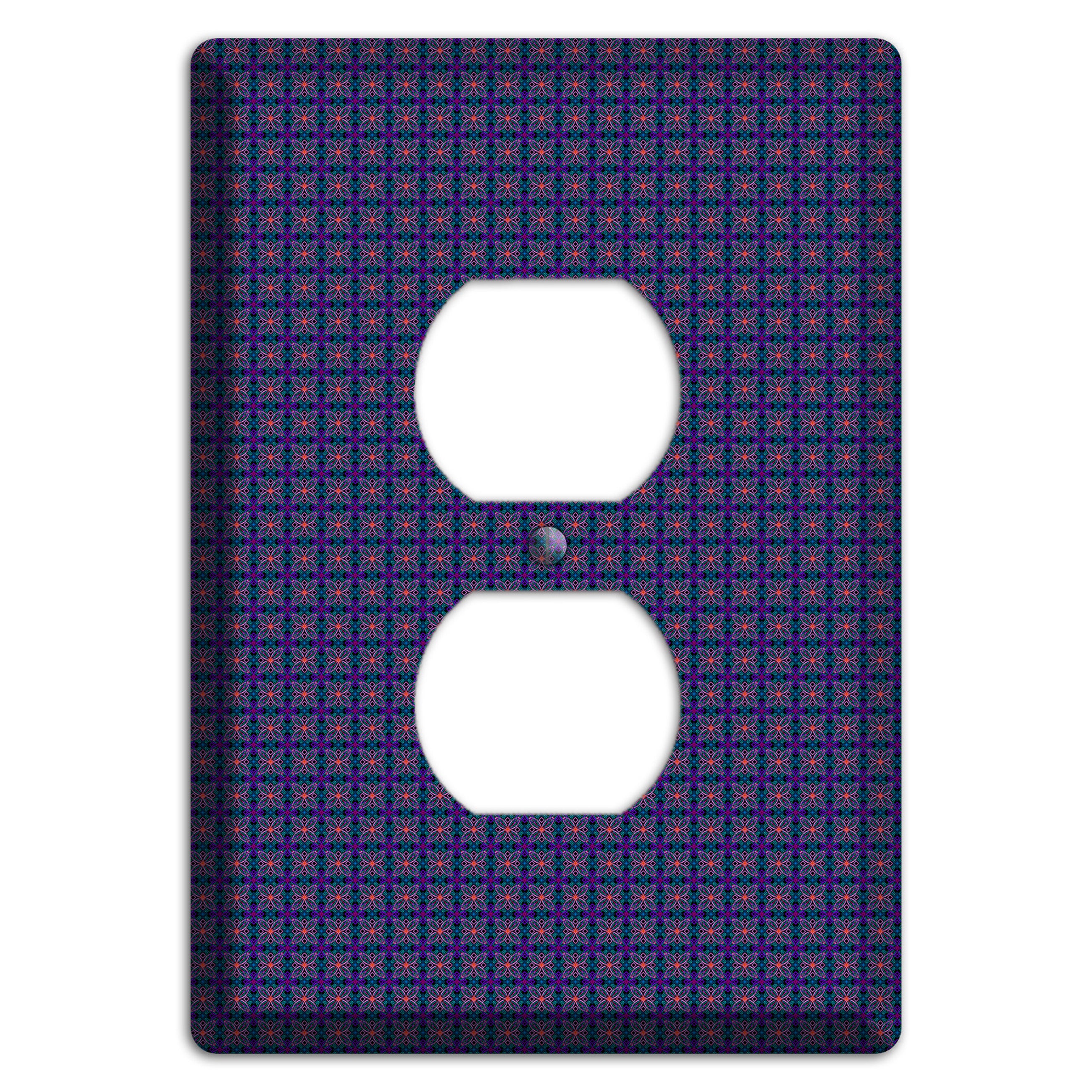 Navy and Purple Tiled Floral Foulard Duplex Outlet Wallplate
