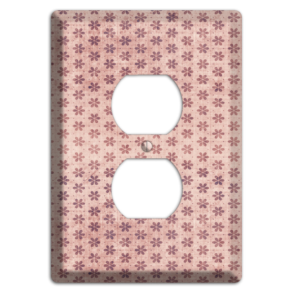 Dusty Pink Grunge Floral Contour Duplex Outlet Wallplate