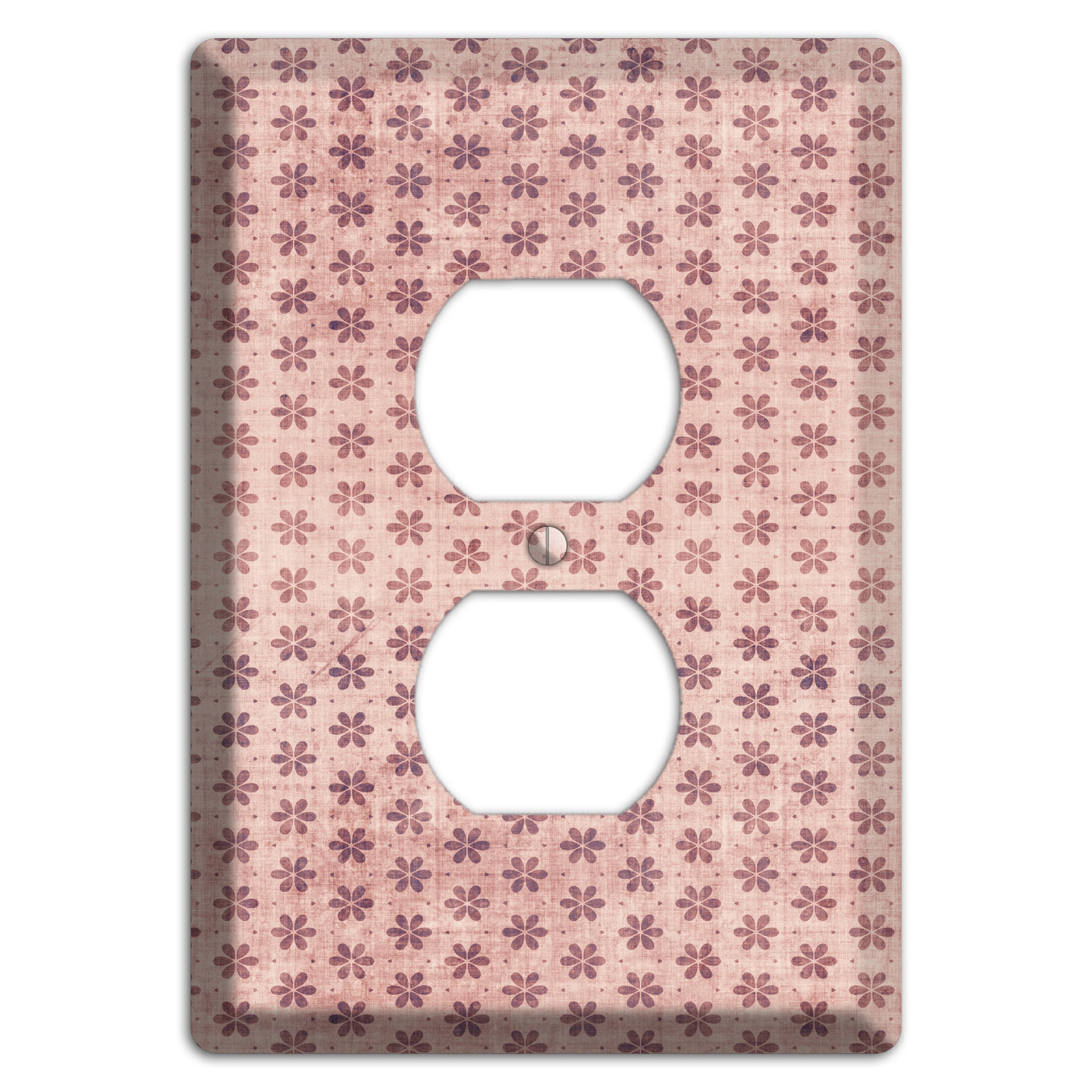 Dusty Pink Grunge Floral Contour Duplex Outlet Wallplate