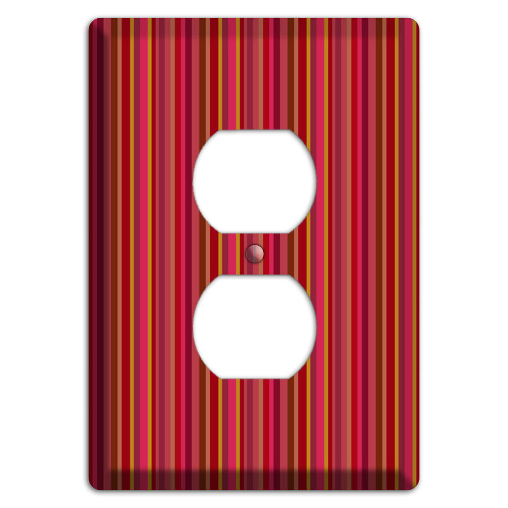 Multi Red Vertical Stripes 2 Duplex Outlet Wallplate