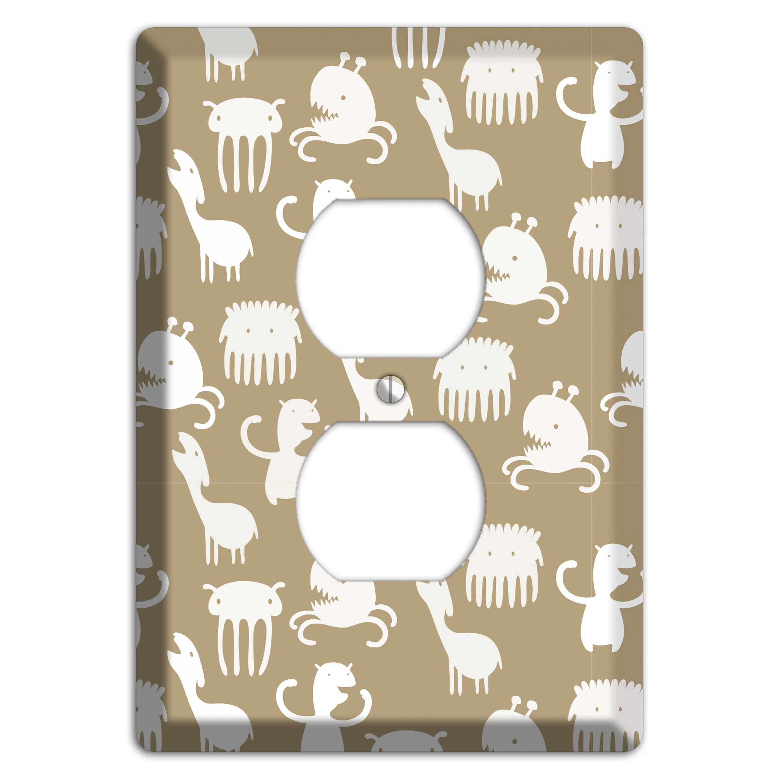 Sily Monsters Brown and White Duplex Outlet Wallplate