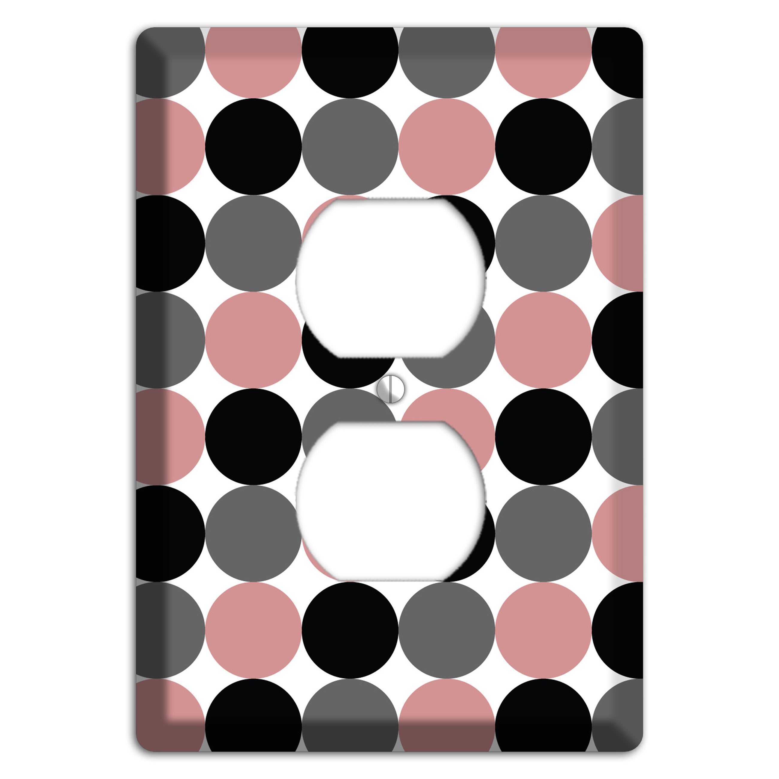 Grey Pink Black Tiled Dots Duplex Outlet Wallplate