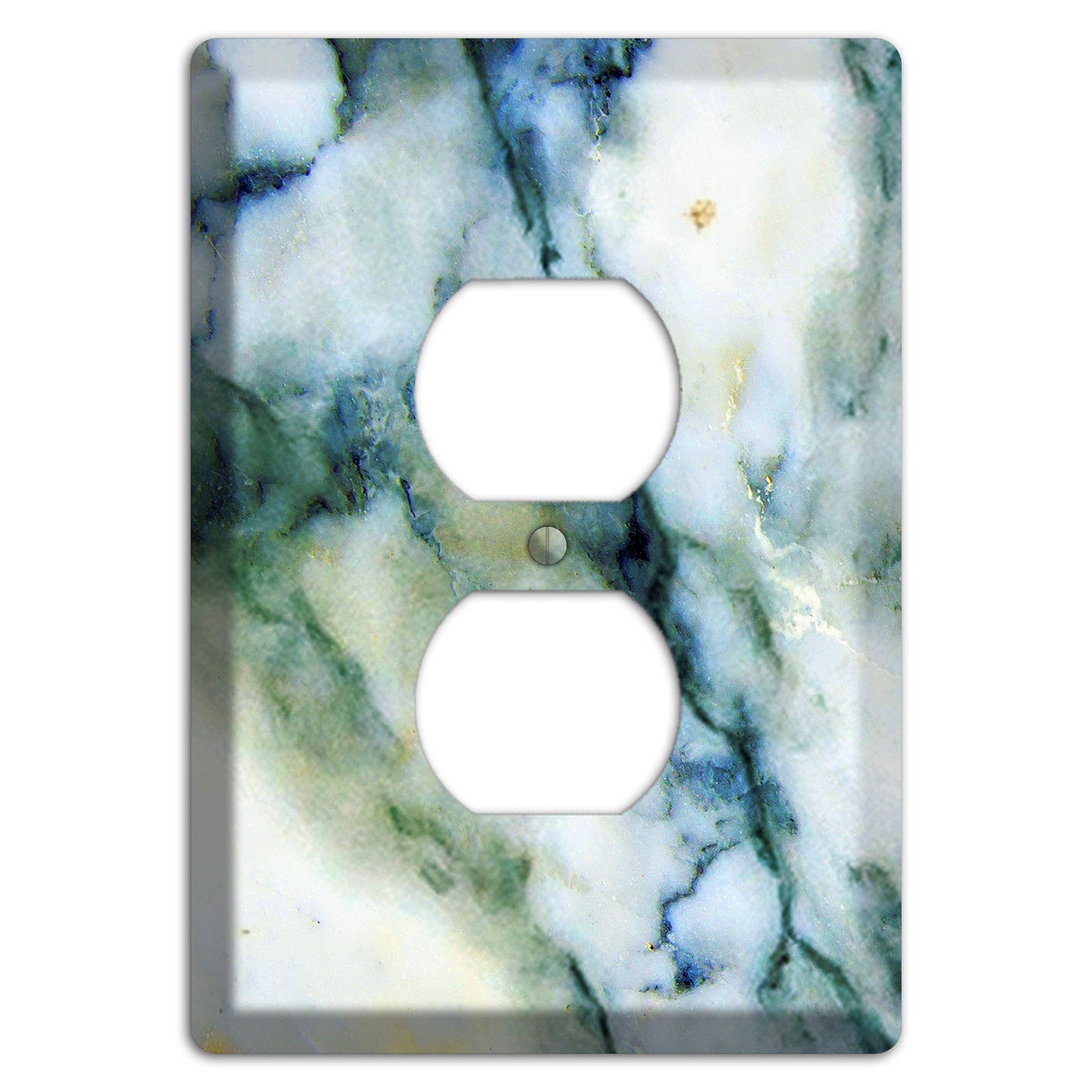 White, Green and Blue Marble Duplex Outlet Wallplate