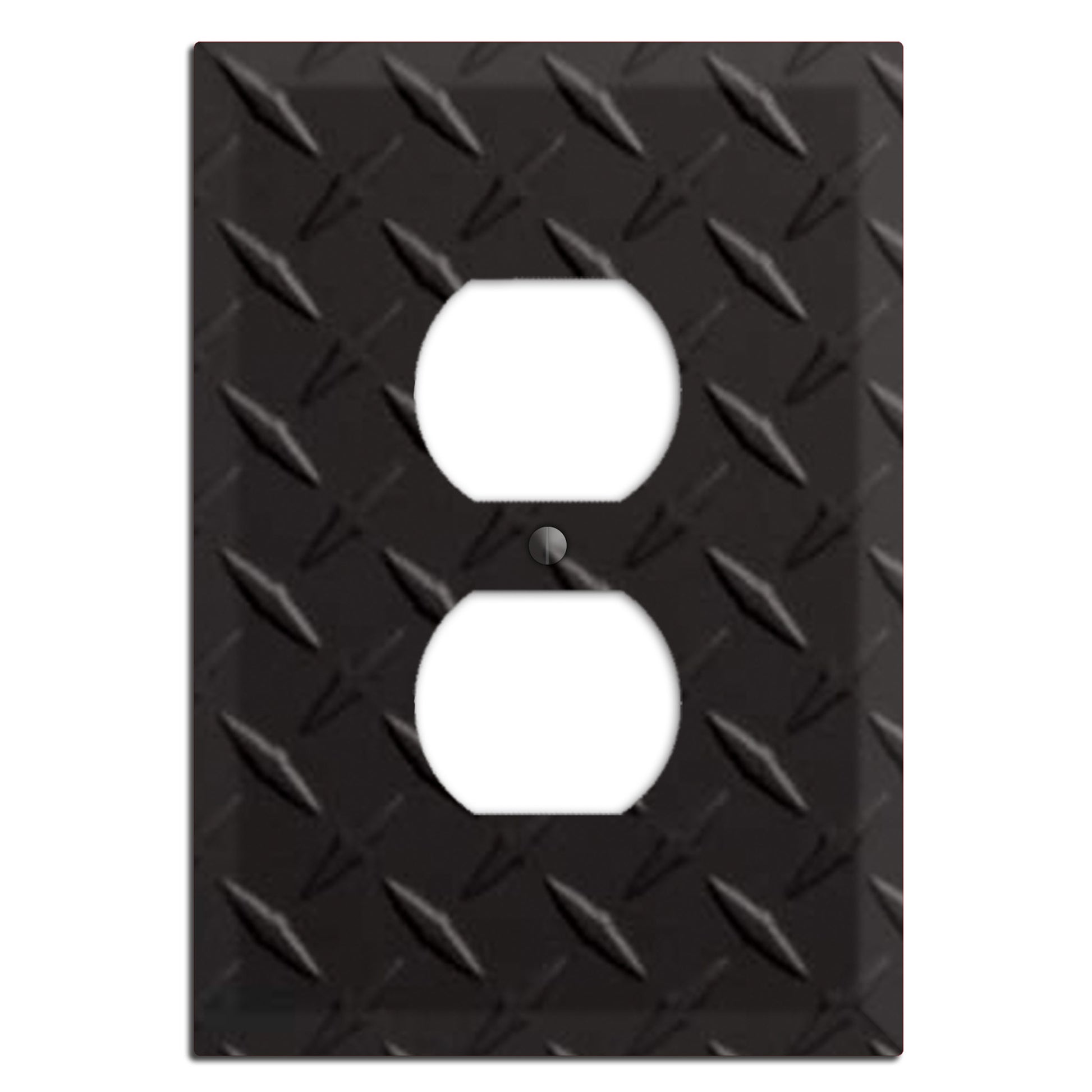 Diamond Tread Matte Black Duplex Outlet Wallplate